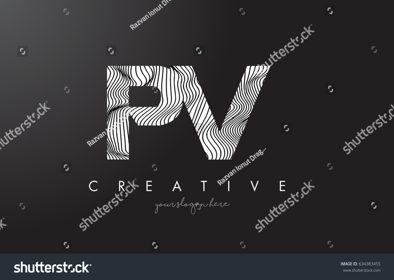 Pv P V Letter Logo Zebra Stock Vector Royalty Free