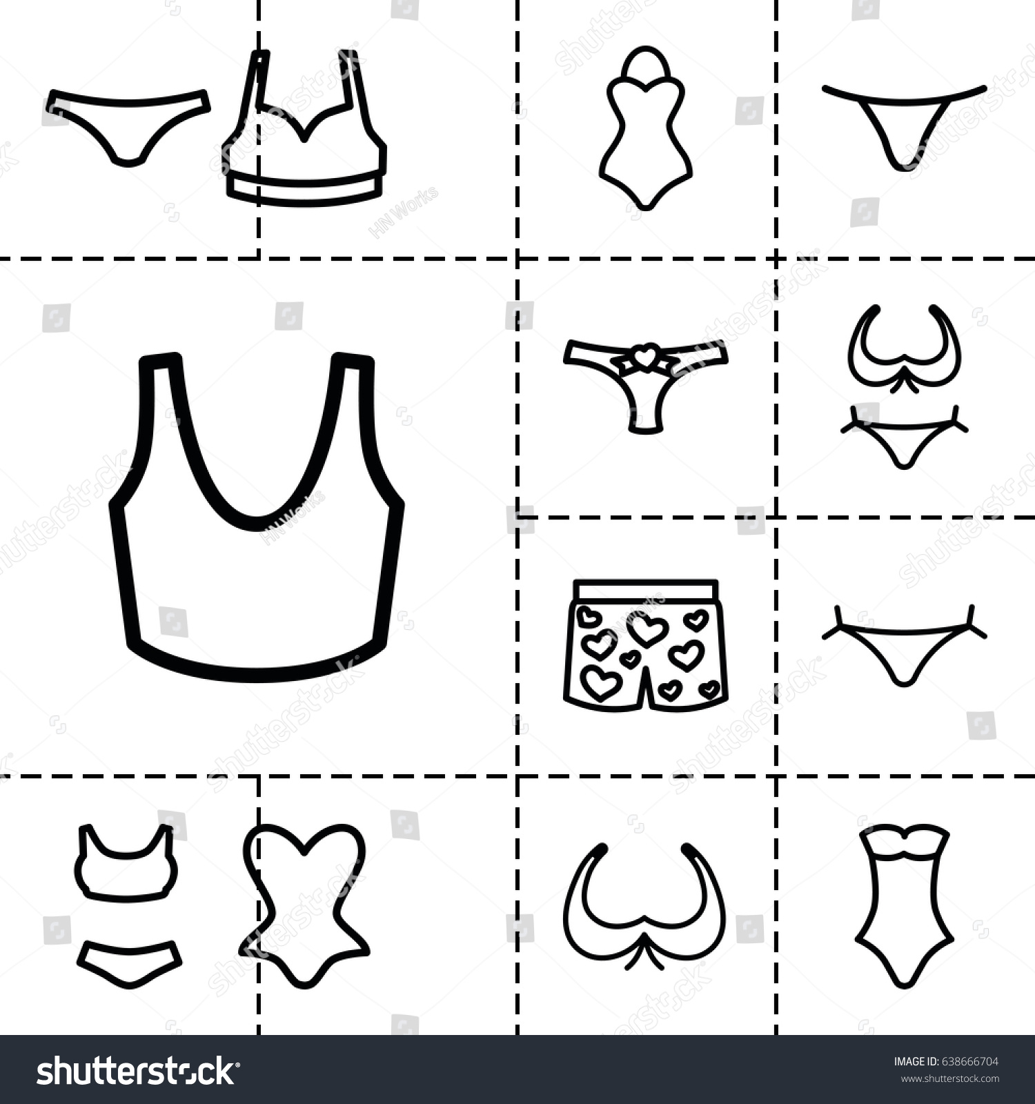 Lingerie Icon Set 13 Outline Lingerieicons 스톡 벡터 로열티 프리 638666704