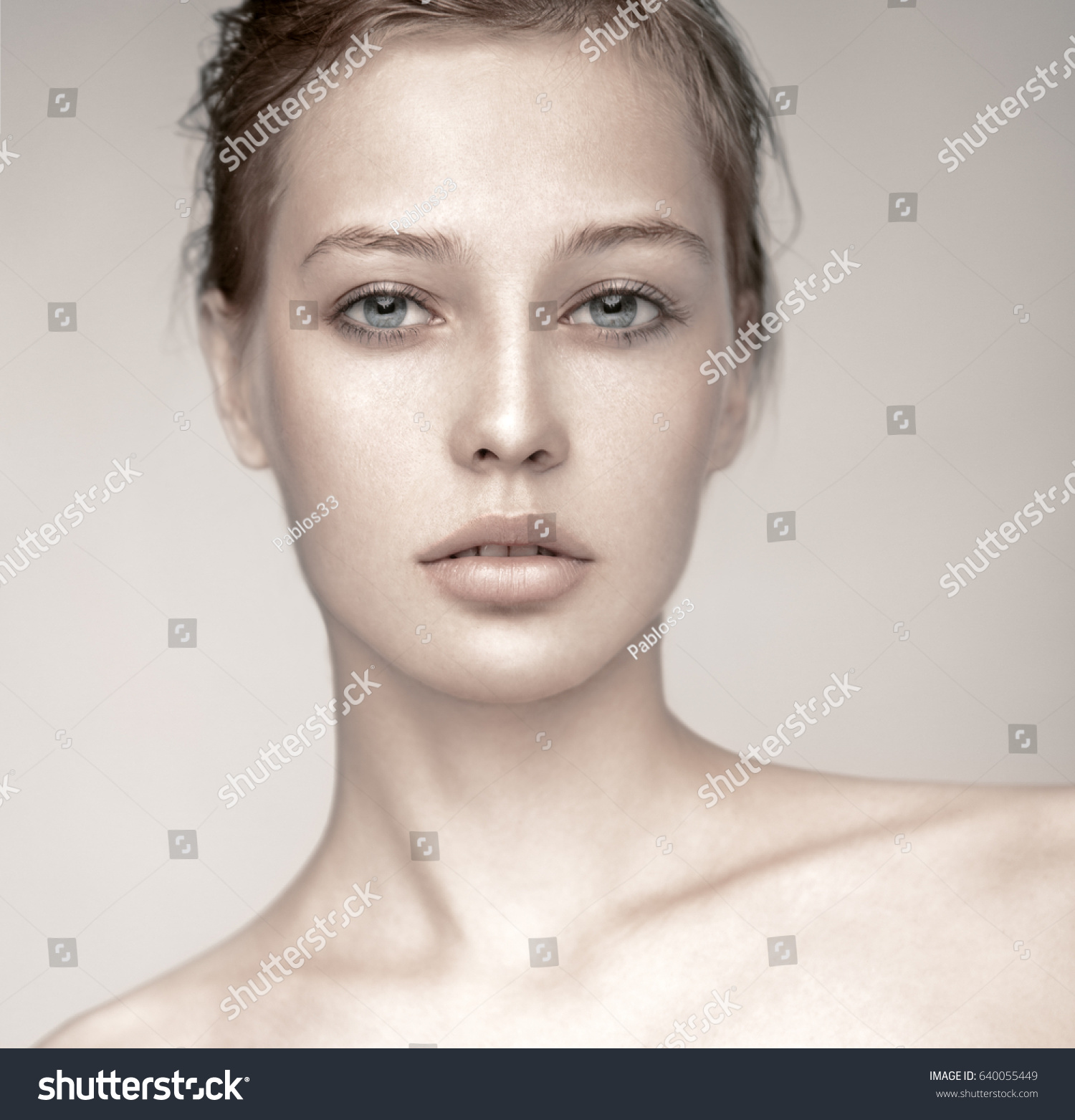 Beauty Portrait Beautiful Blonde Model Nude Stock Photo 640055449