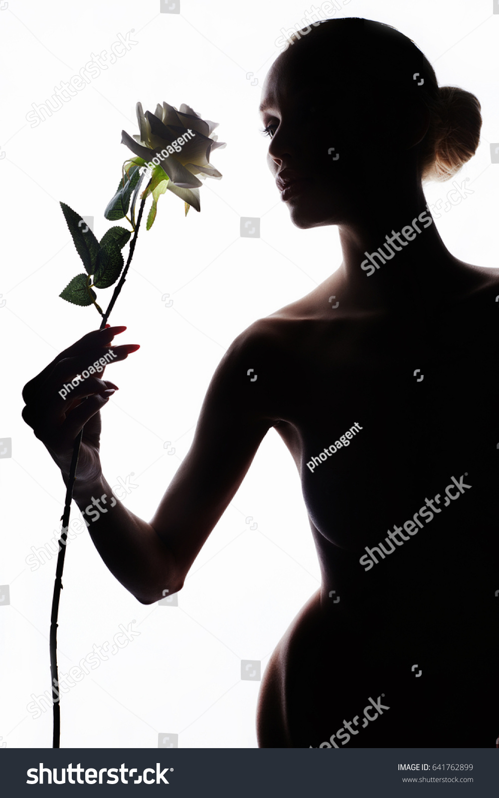 Nude Beautiful Woman Flowerfashion Art Photo Stock Photo