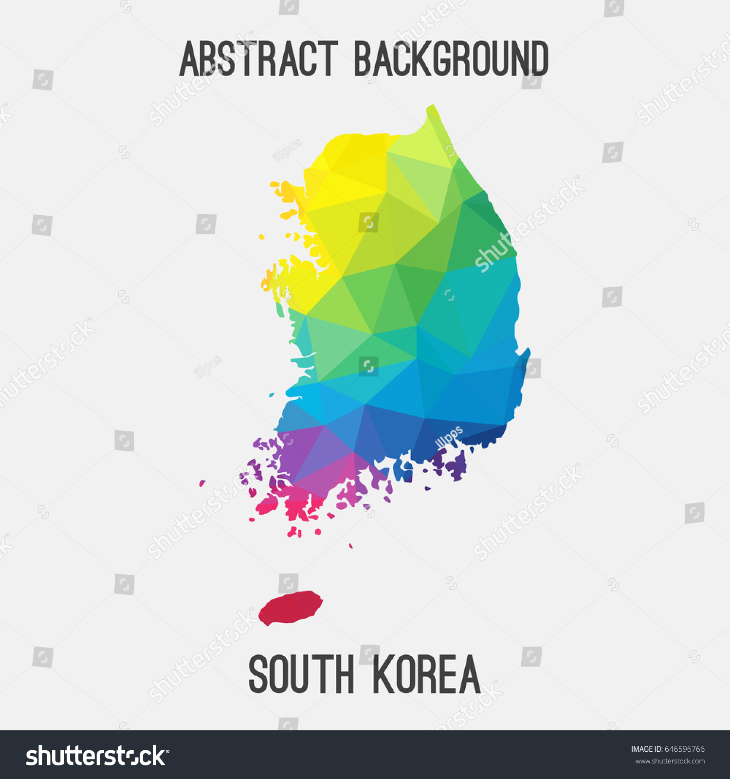 South Korea Map Geometric Polygonalmosaic Style Stock Vector Royalty