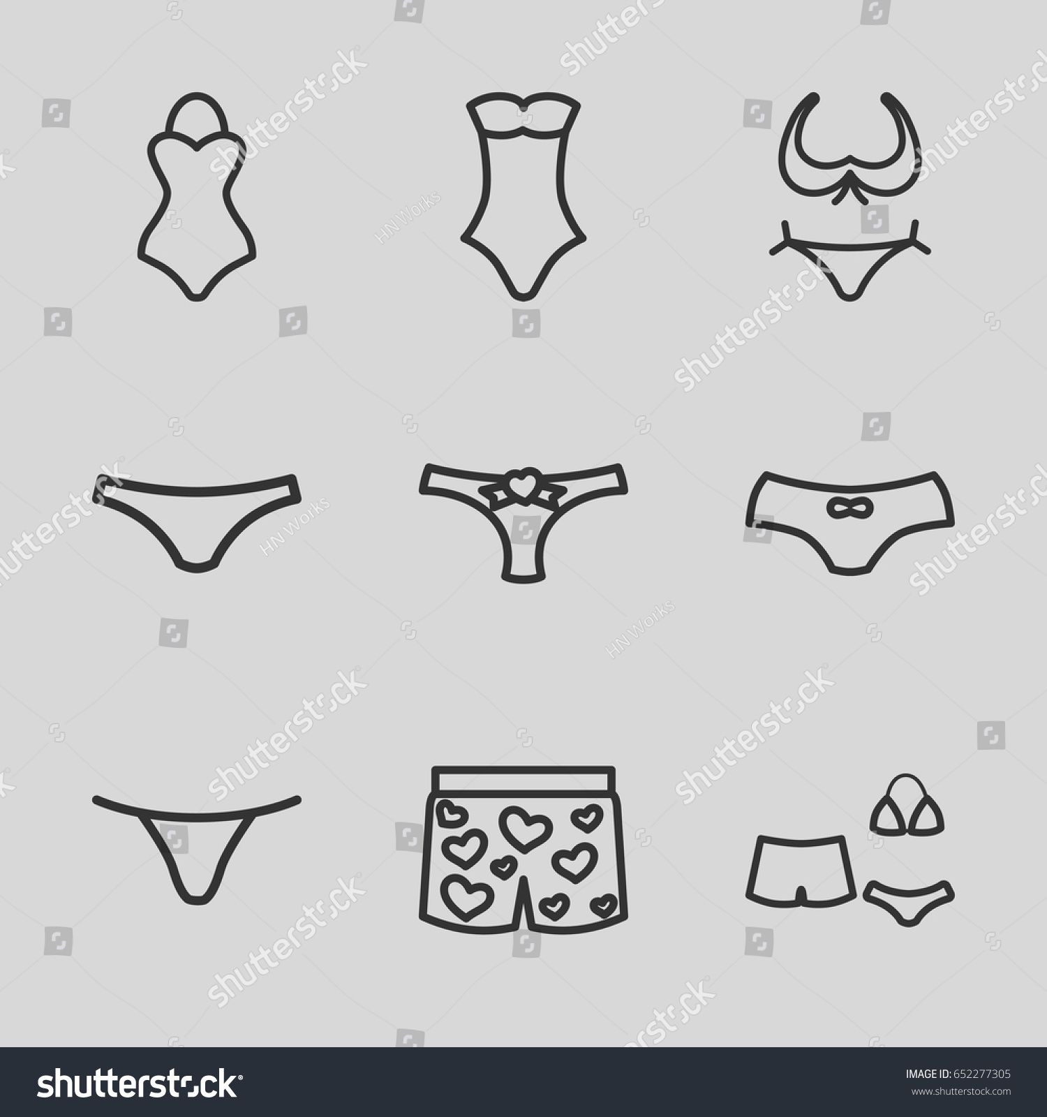 Bikini Icons Set Set 9 Bikini Stock Vector Royalty Free 652277305