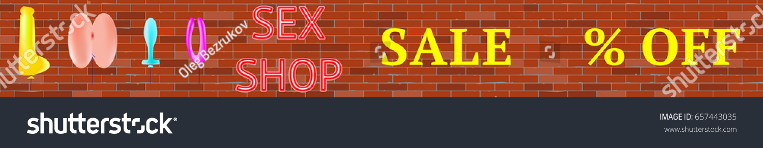 Horizontal Banner Sex Shop Neon Sign Stock Vector Royalty Free