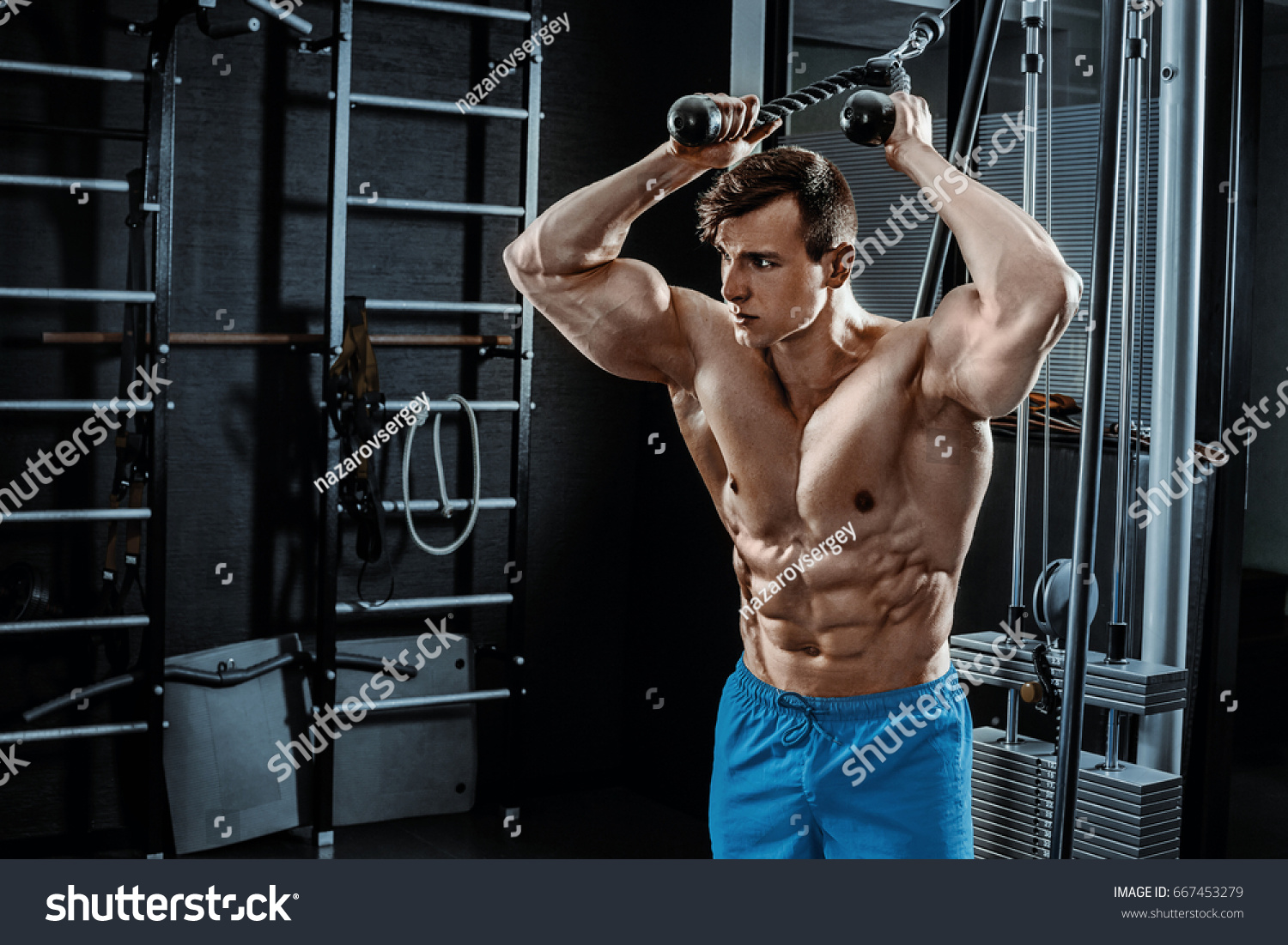 Sexy Muscular Man Posing Gym Shaped Stock Photo Shutterstock