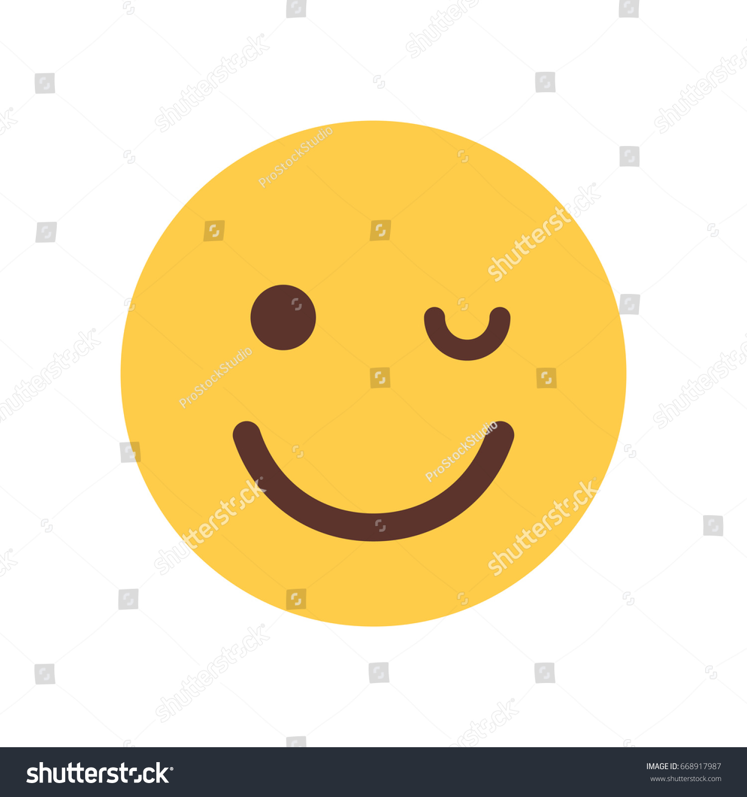 Yellow Smiling Cartoon Face Winking Emoji Vector De Stock Libre De