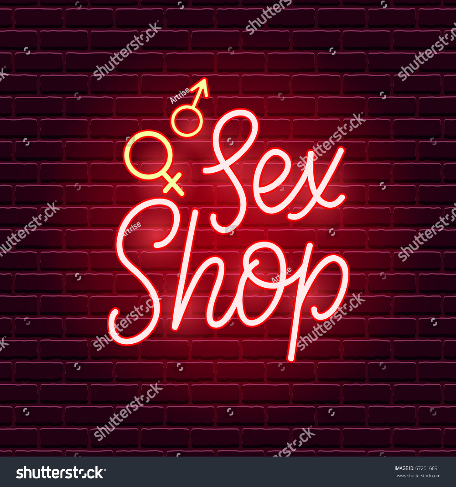 Sex Shop Neon Sign Adults Store Stock Vector Royalty Free