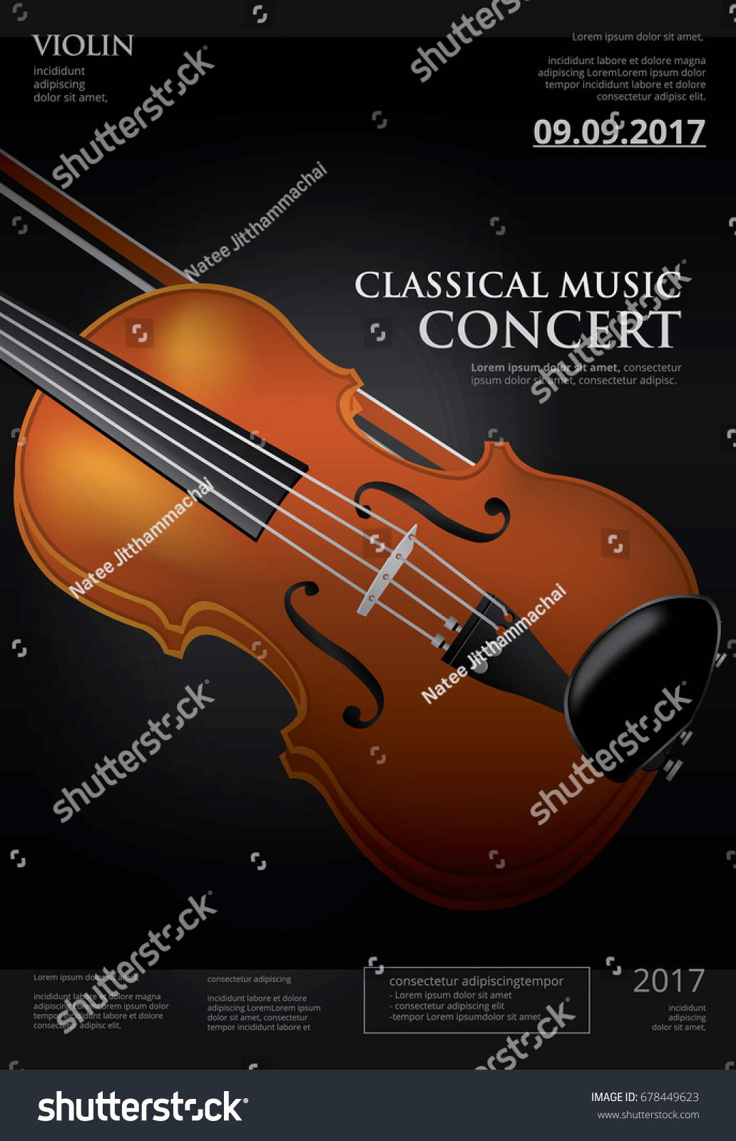 Classical Music Concept Violin Vector Illustration Stock Vector