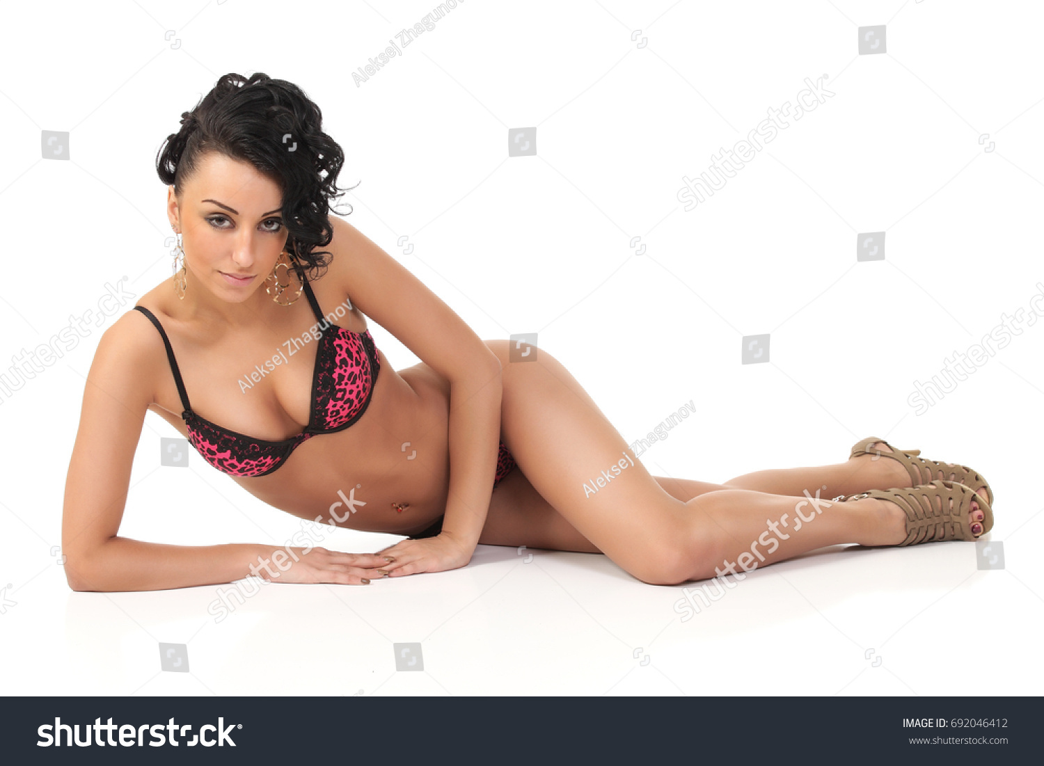 Sexy Woman Black Lingerie Gorgeous Figure Stock Photo