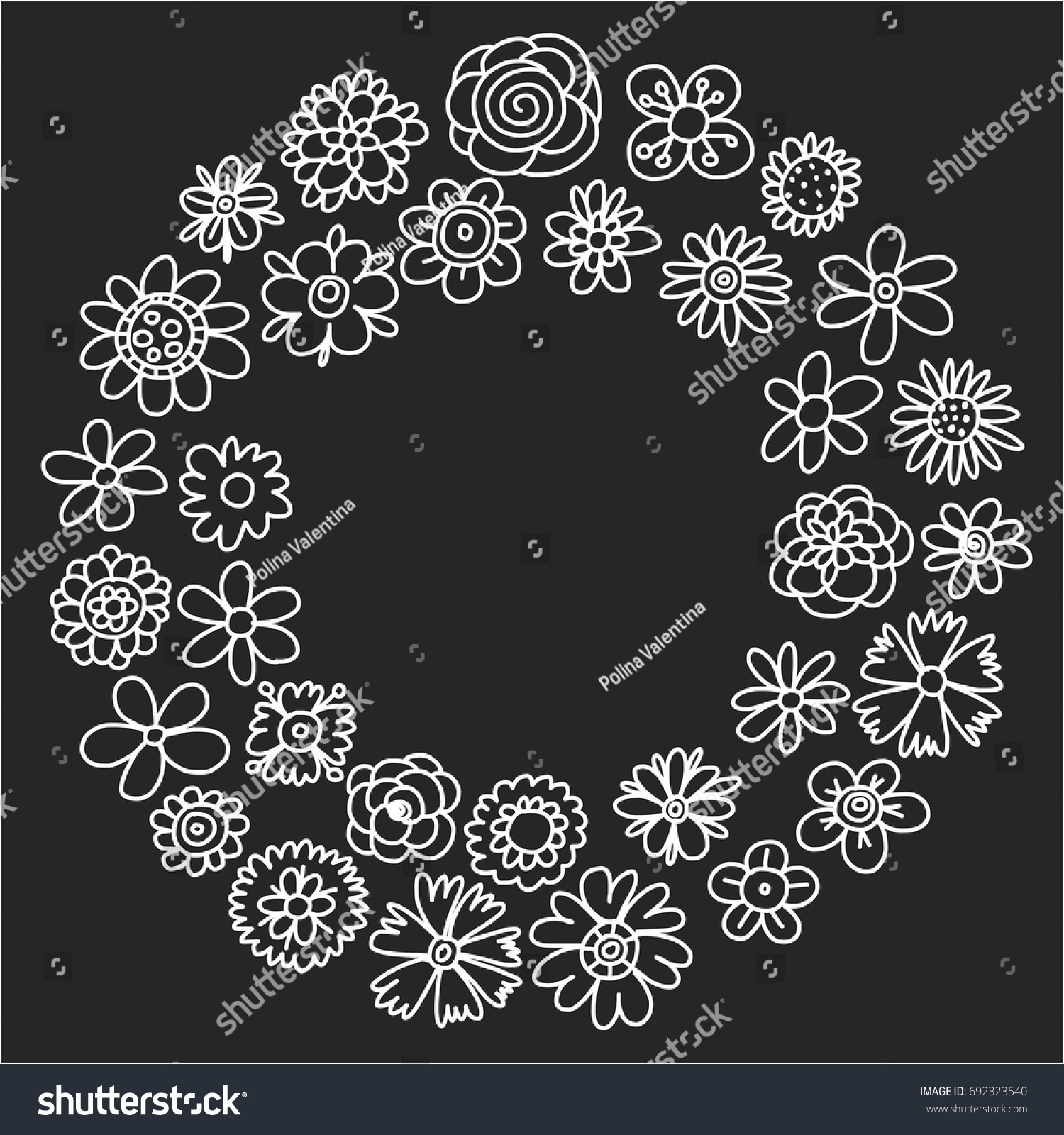 Set Doodle Sketch Flowers Collection Doodle Stock Vector Royalty Free