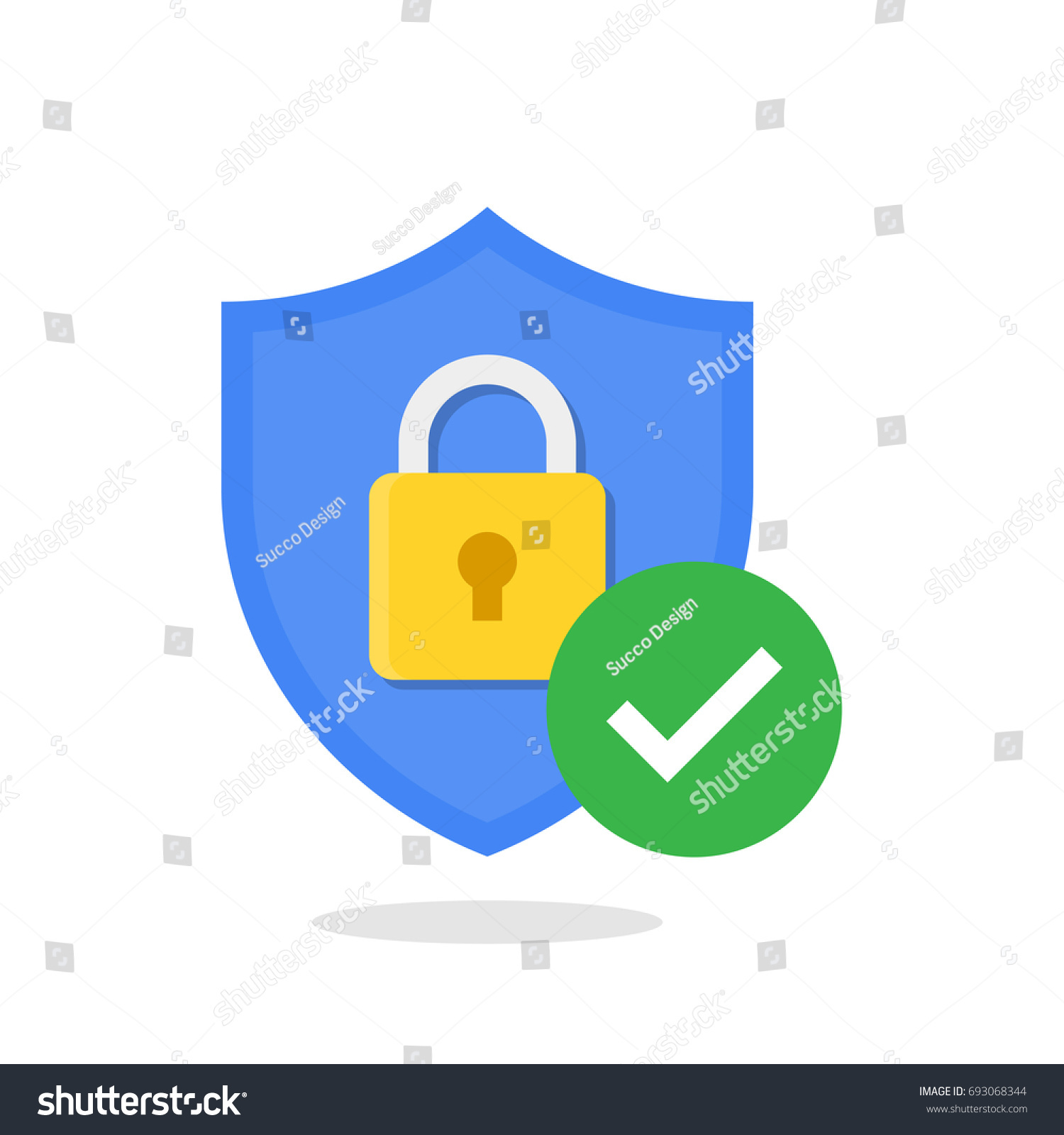 Shield Padlock Check Mark Modern Flat Stock Vector Royalty Free