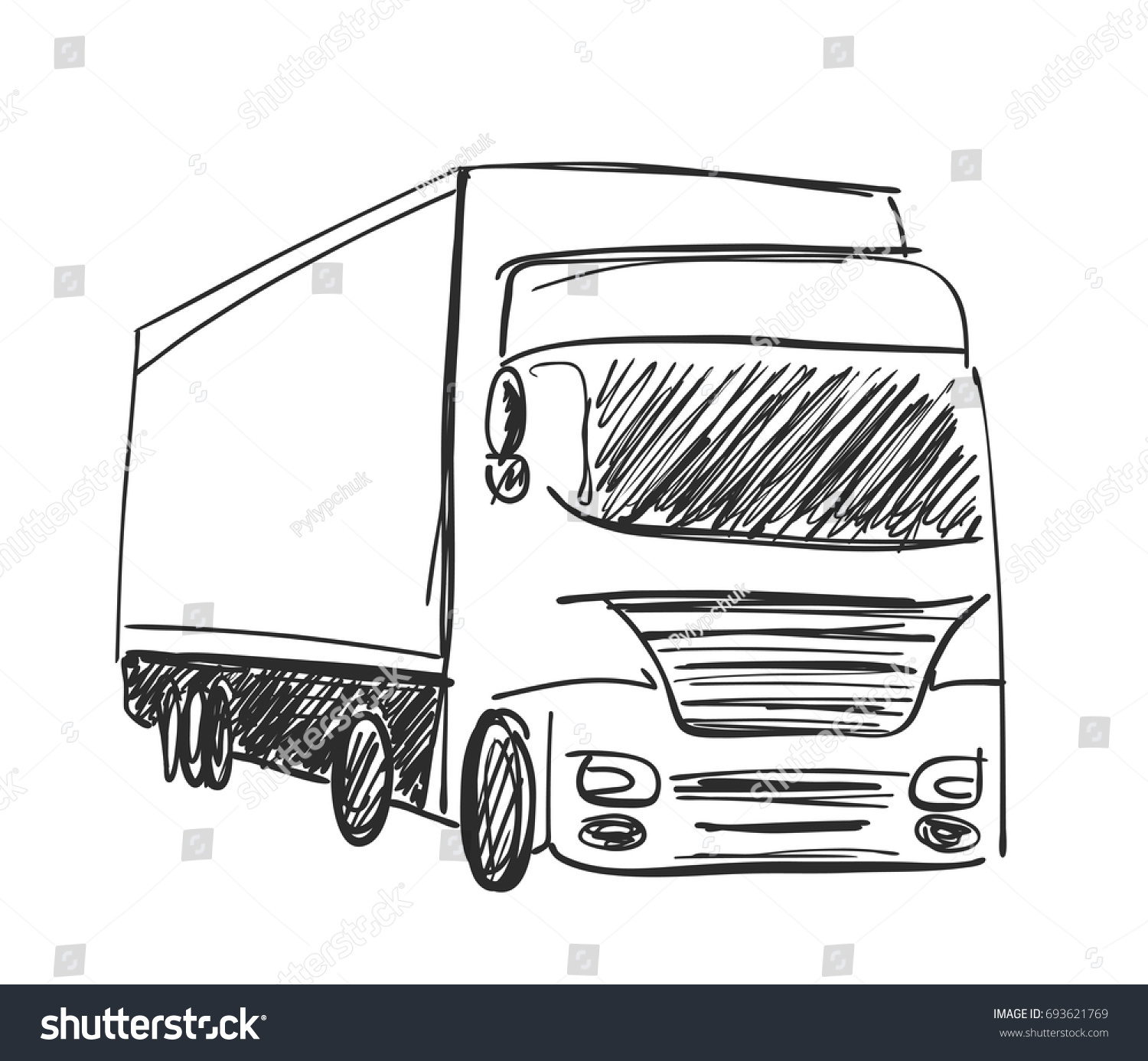 Sketch Logistics Delivery Poster Truck Stock Vector Royalty Free