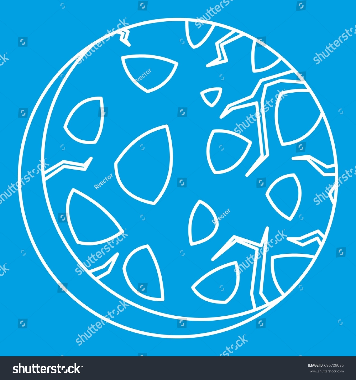 Rocky Planet Icon Blue Outline Style Stock Vector Royalty Free