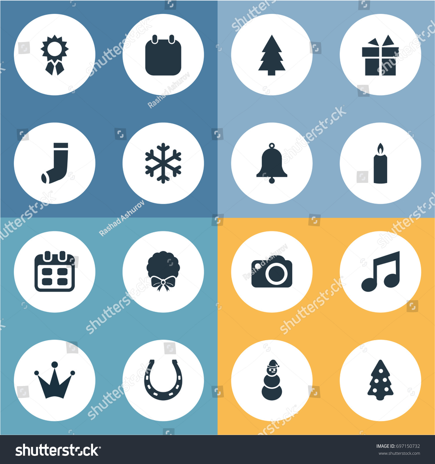 Vector Illustration Set Simple Christmas Icons Stock Vector Royalty