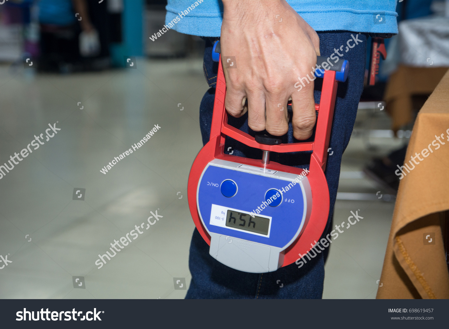 Digital Hand Grip Dynamometer Measuring Values Stock Photo 698619457