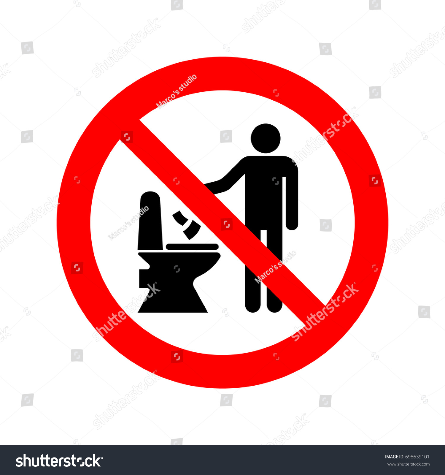 No Littering Toilet Sign Vector Icon Stock Vector Royalty Free