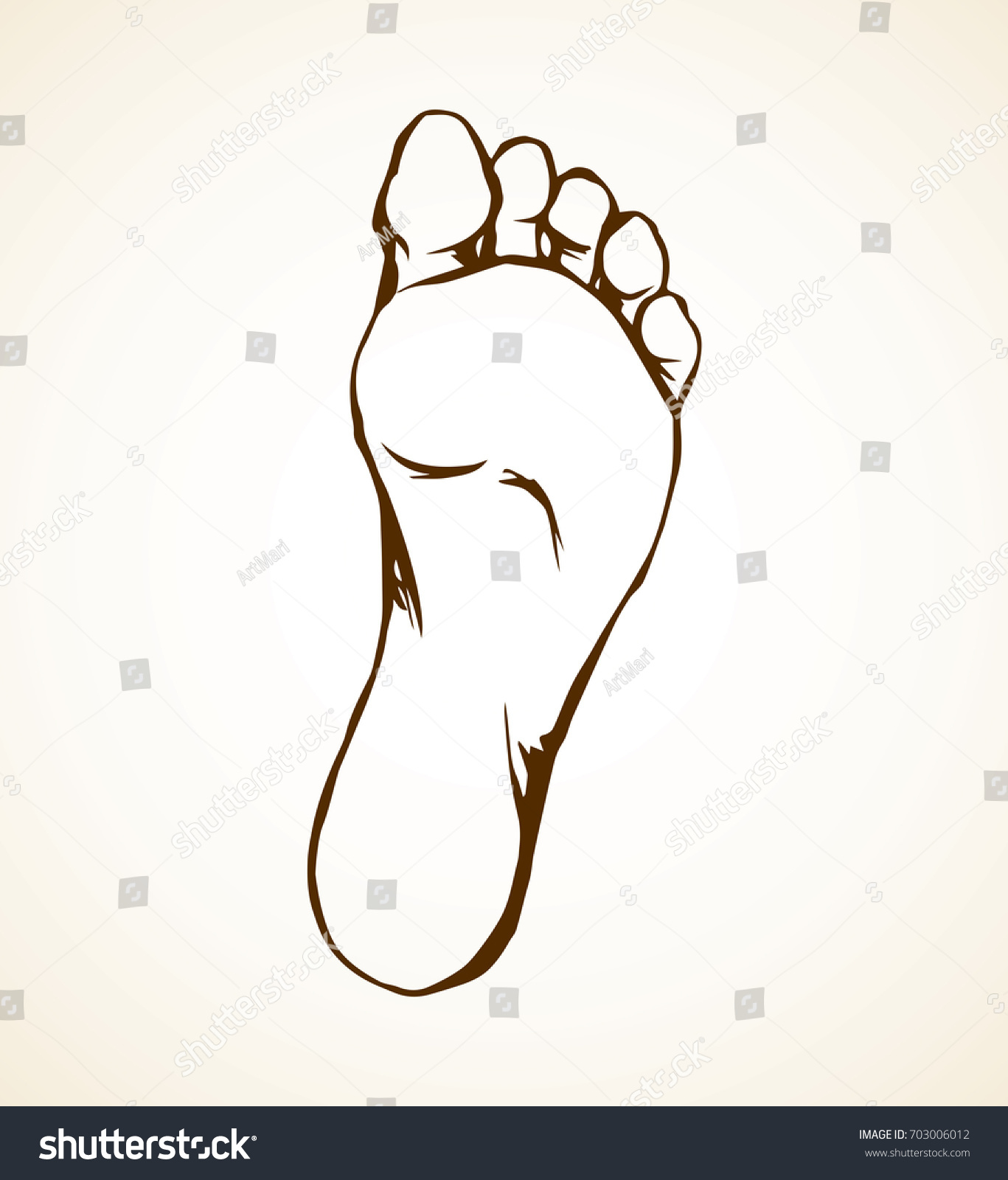 Naked Flatfoot On Light Backdrop Freehand Stock Vector Royalty Free