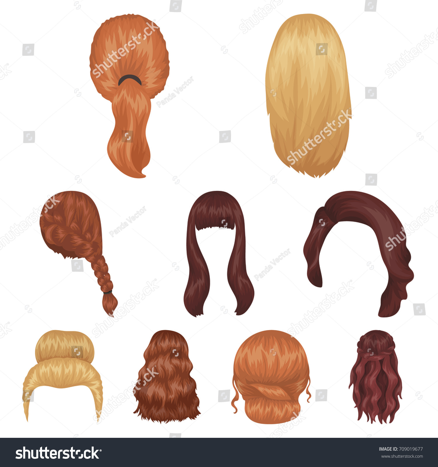 Quads Blond Braids Other Types Hairstyles Stock Vector Royalty Free