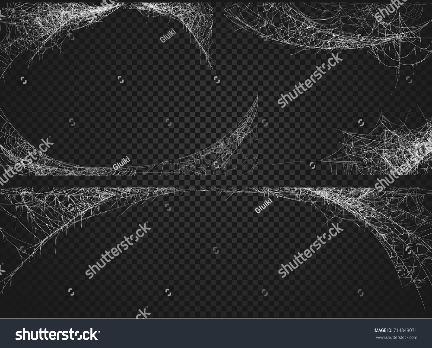 Collection Cobweb Isolated On Black Transparent Stock Vector Royalty