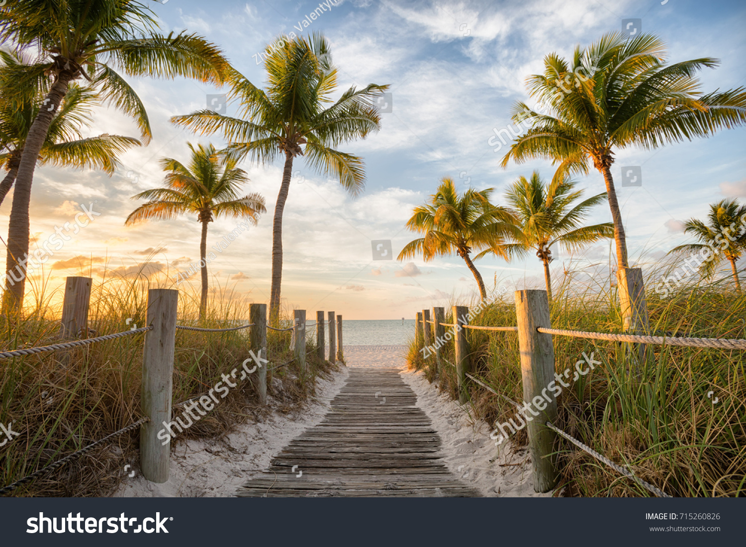 Footbridge Smathers Beach On Sunrise Key Stock Photo 715260826