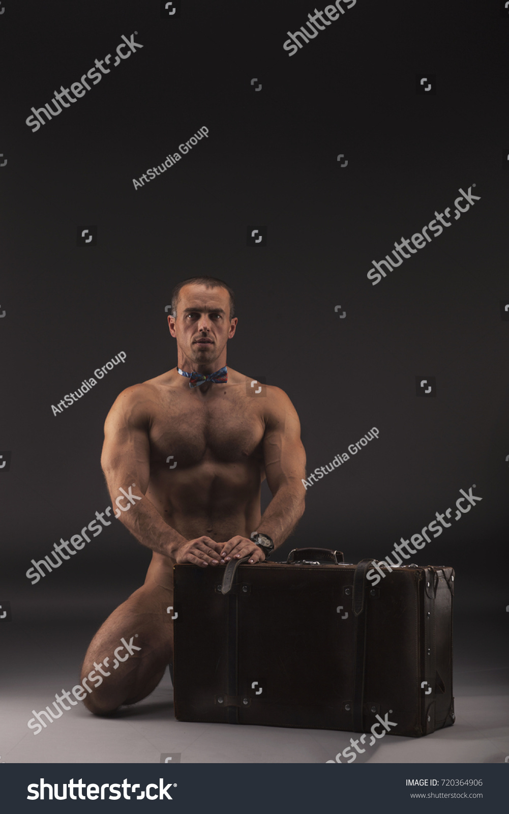 Extremely Muscular Sexy Naked Man Bow Stock Photo 720364906 Shutterstock