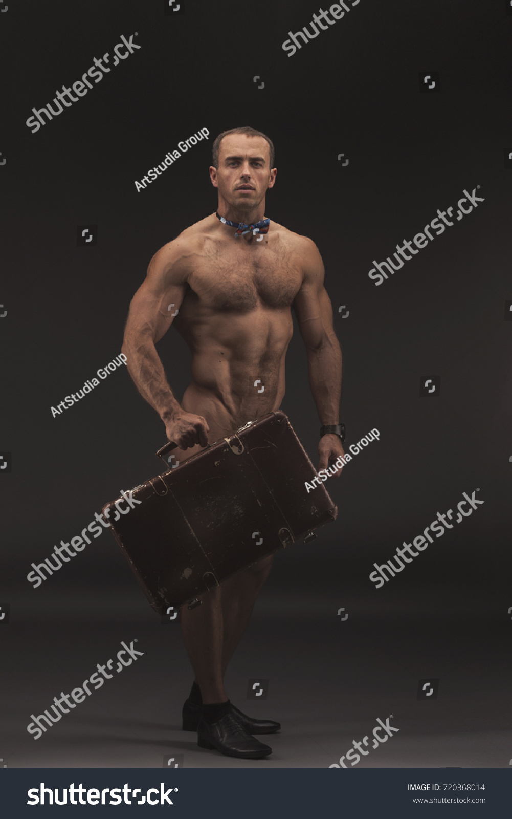 Extremely Muscular Sexy Naked Man Bow Stock Photo 720368014 Shutterstock