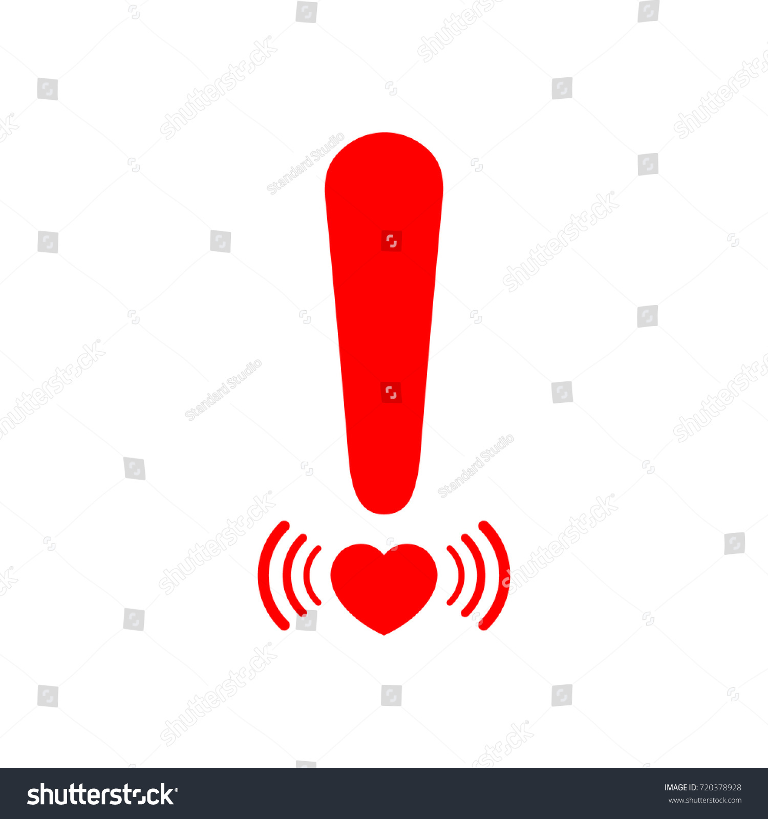 Exclamation Mark Icon Love Context Red Stock Vector Royalty Free