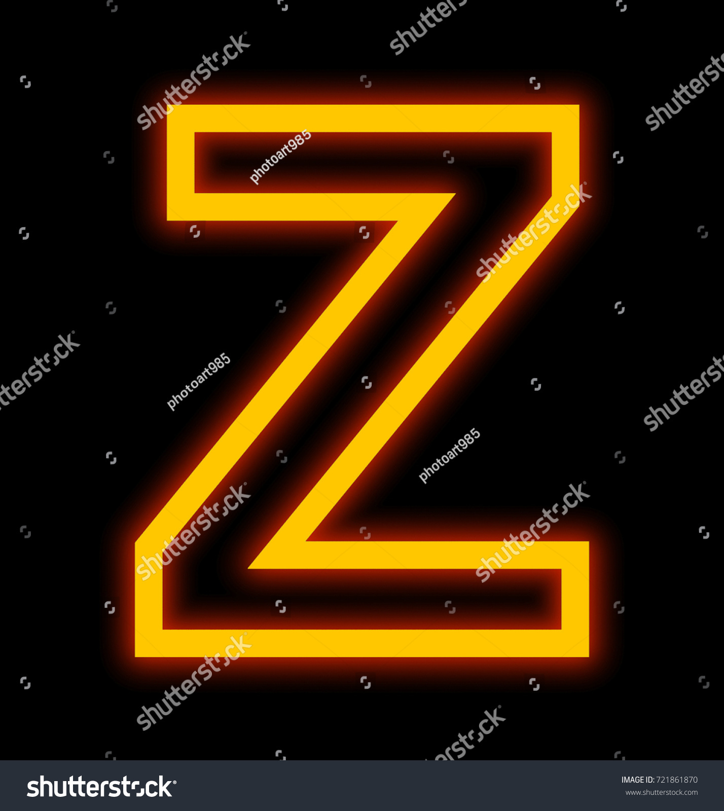 Letter Z Neon Lights Outlined Isolated Stock Illustration 721861870