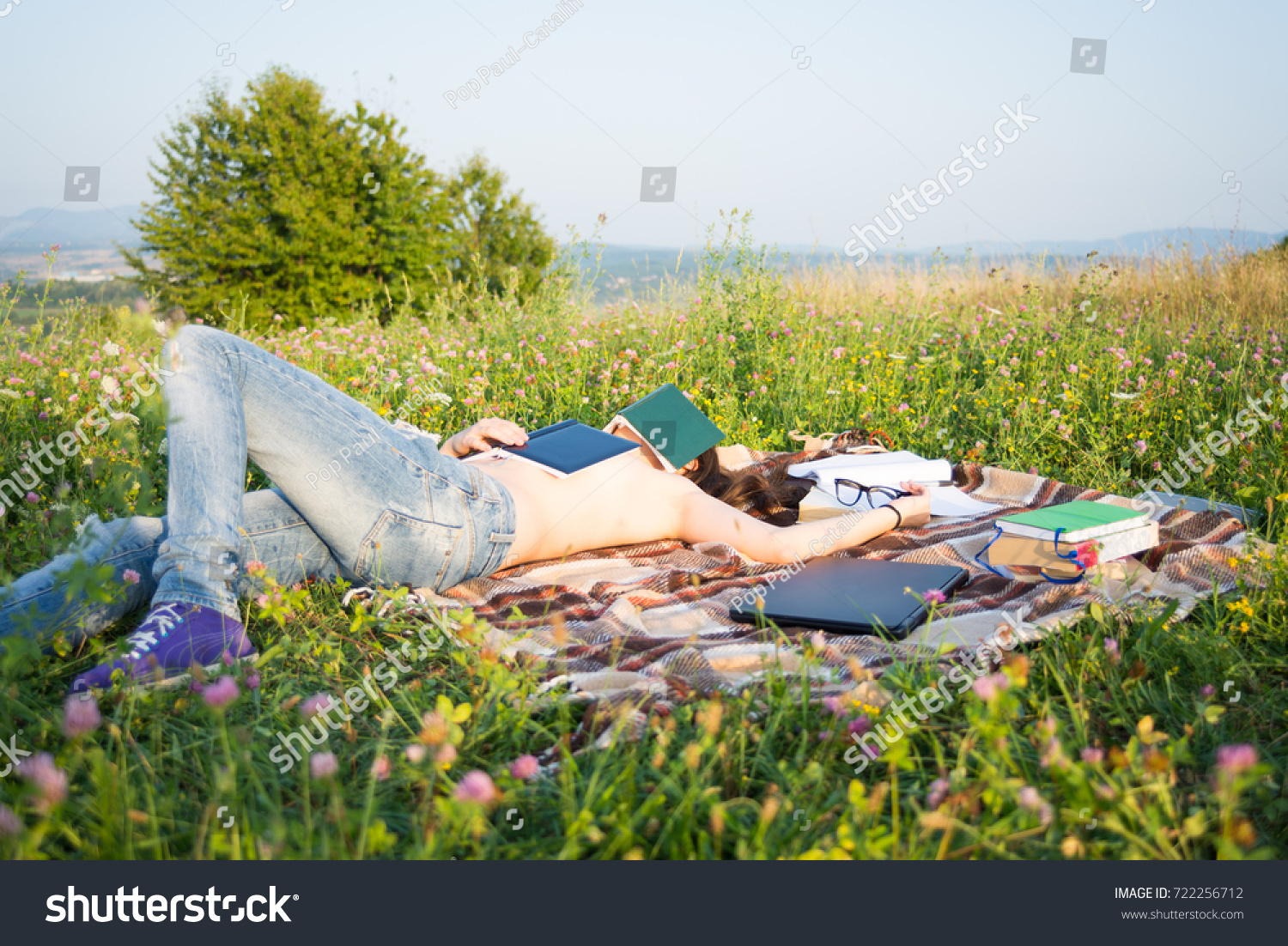 Relaxed Topless Girl Lying On Blanket Stock Photo 722256712 Shutterstock