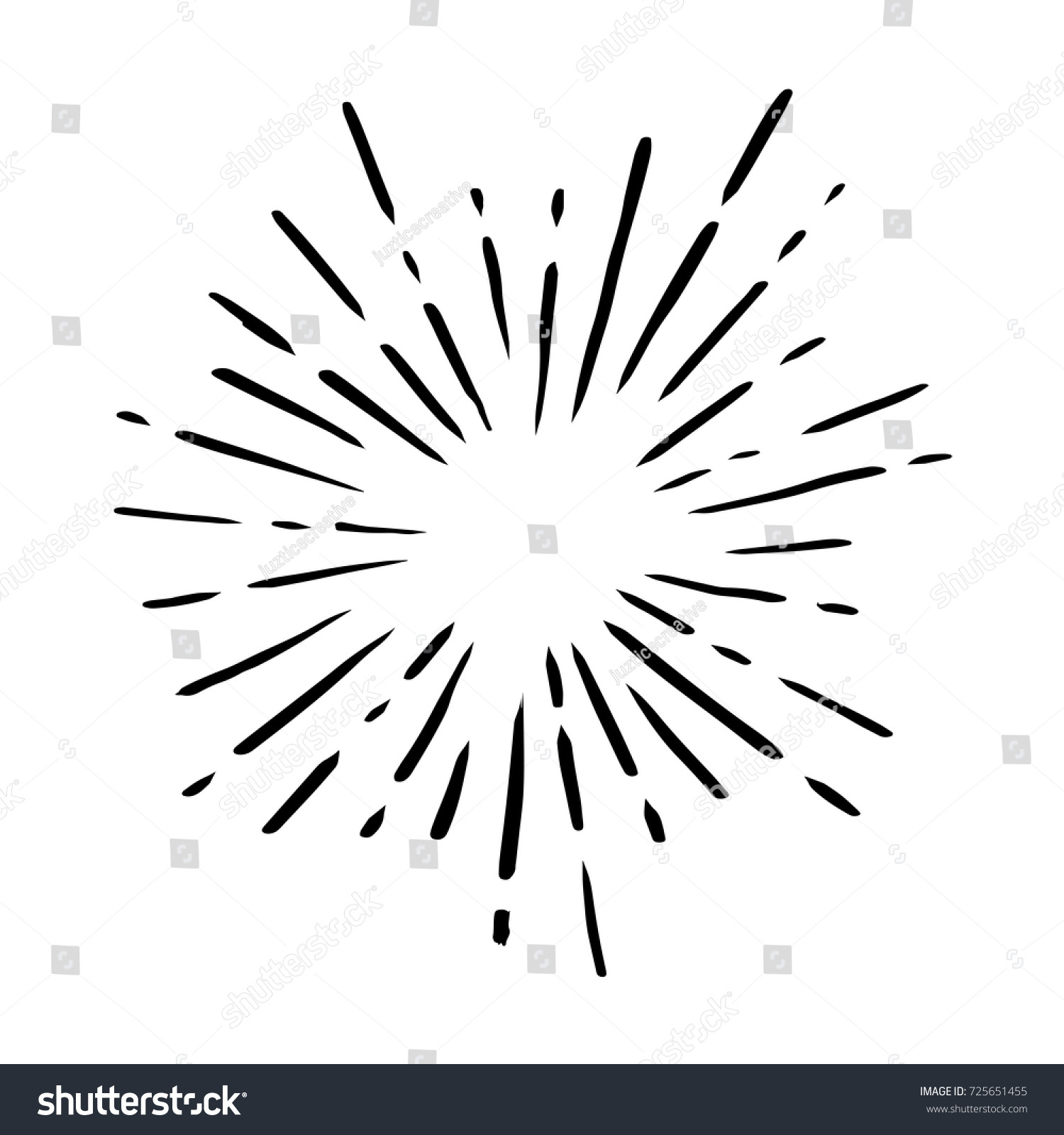 Vintage Sunburst Explosion Handdrawn Design Element Stock Vector