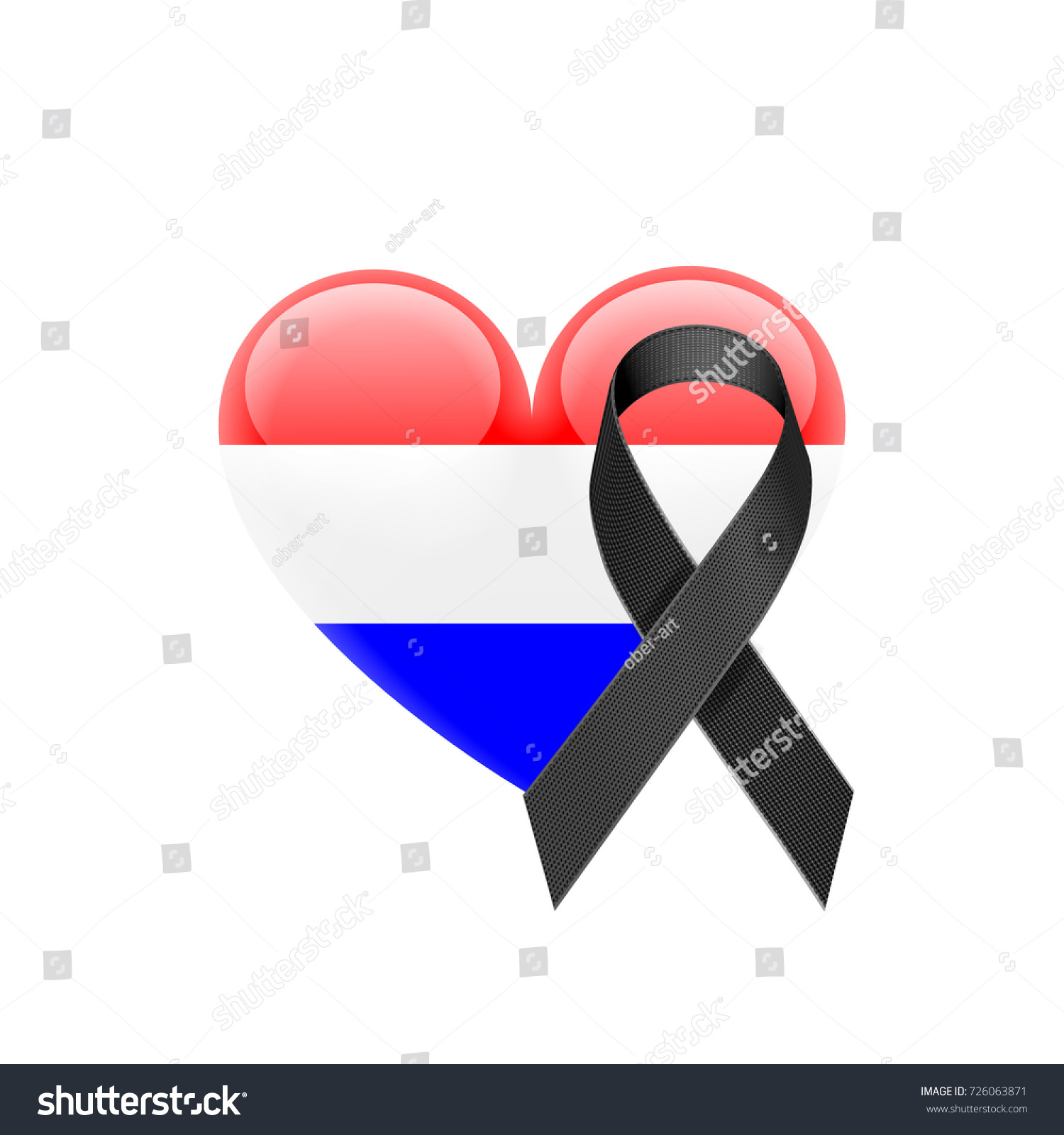 Dutch Flag Heart Icon Black Ribbon Stock Vector Royalty Free