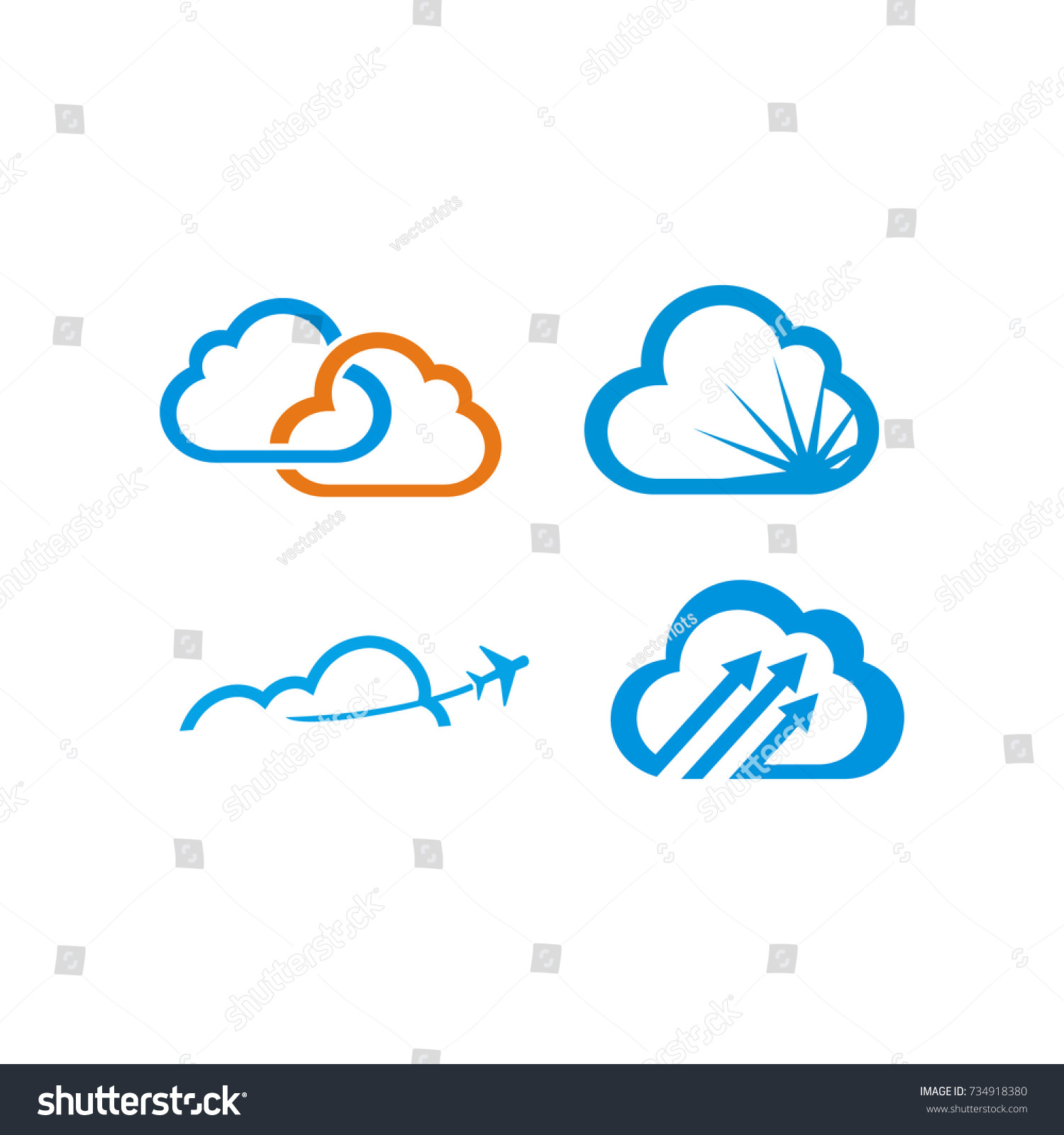 Cloud Logo Icon Template Designing Vector Stock Vector Royalty Free