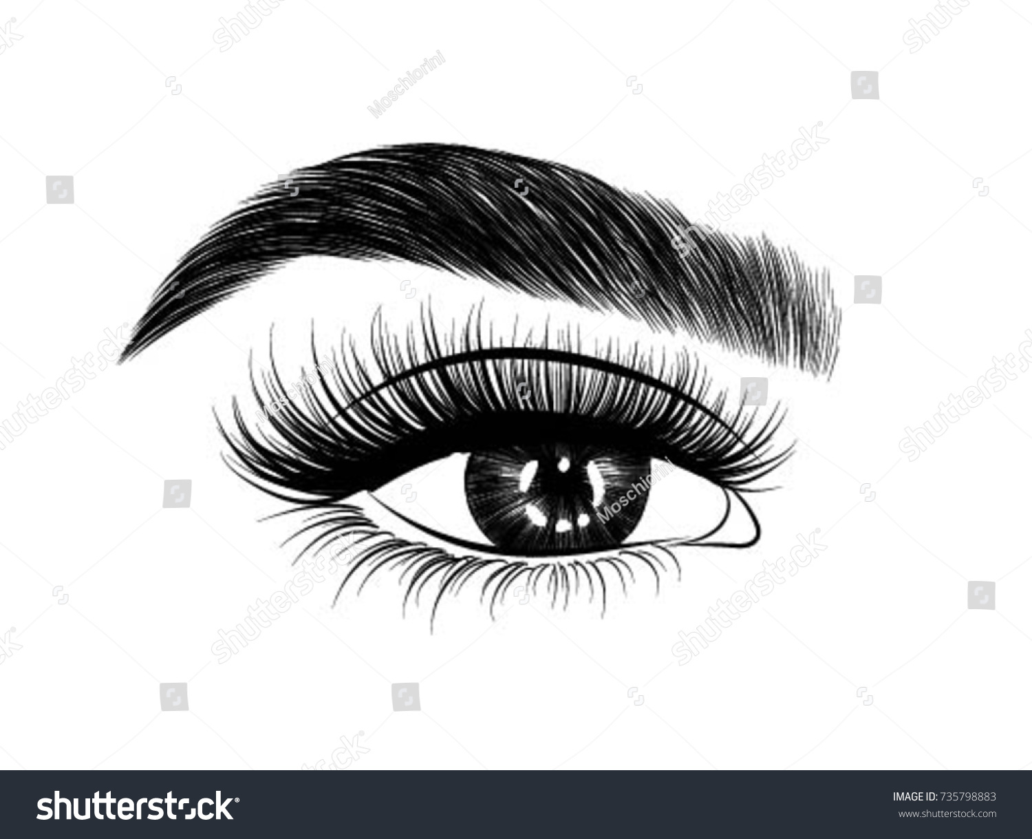 Handdrawn Womans Fresh Makeup Look Perfectly Stock Vector Royalty Free