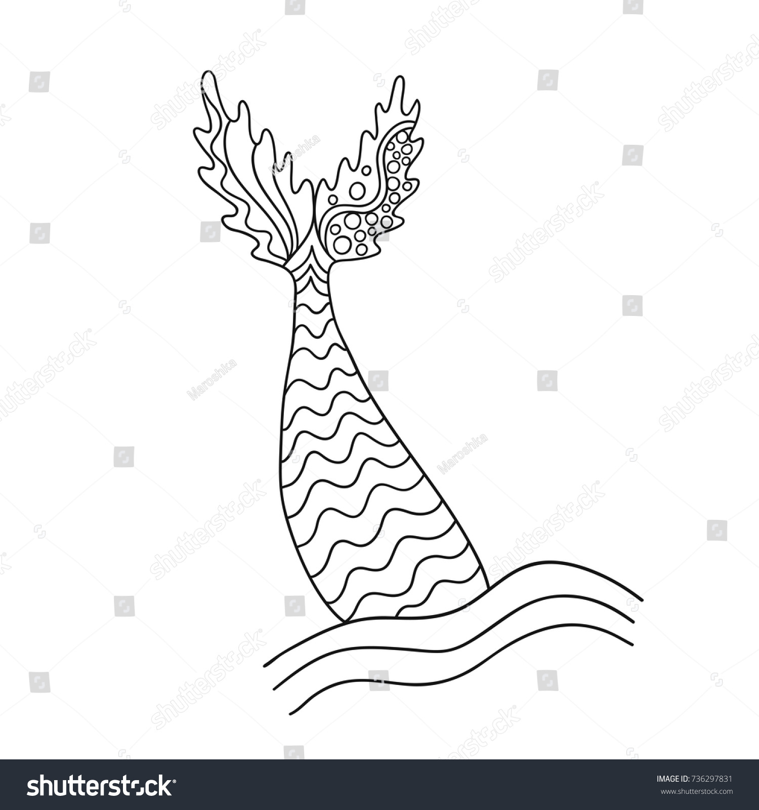 Hand Drawn Ornamental Mermaids Tail Vector Stock Vector Royalty Free