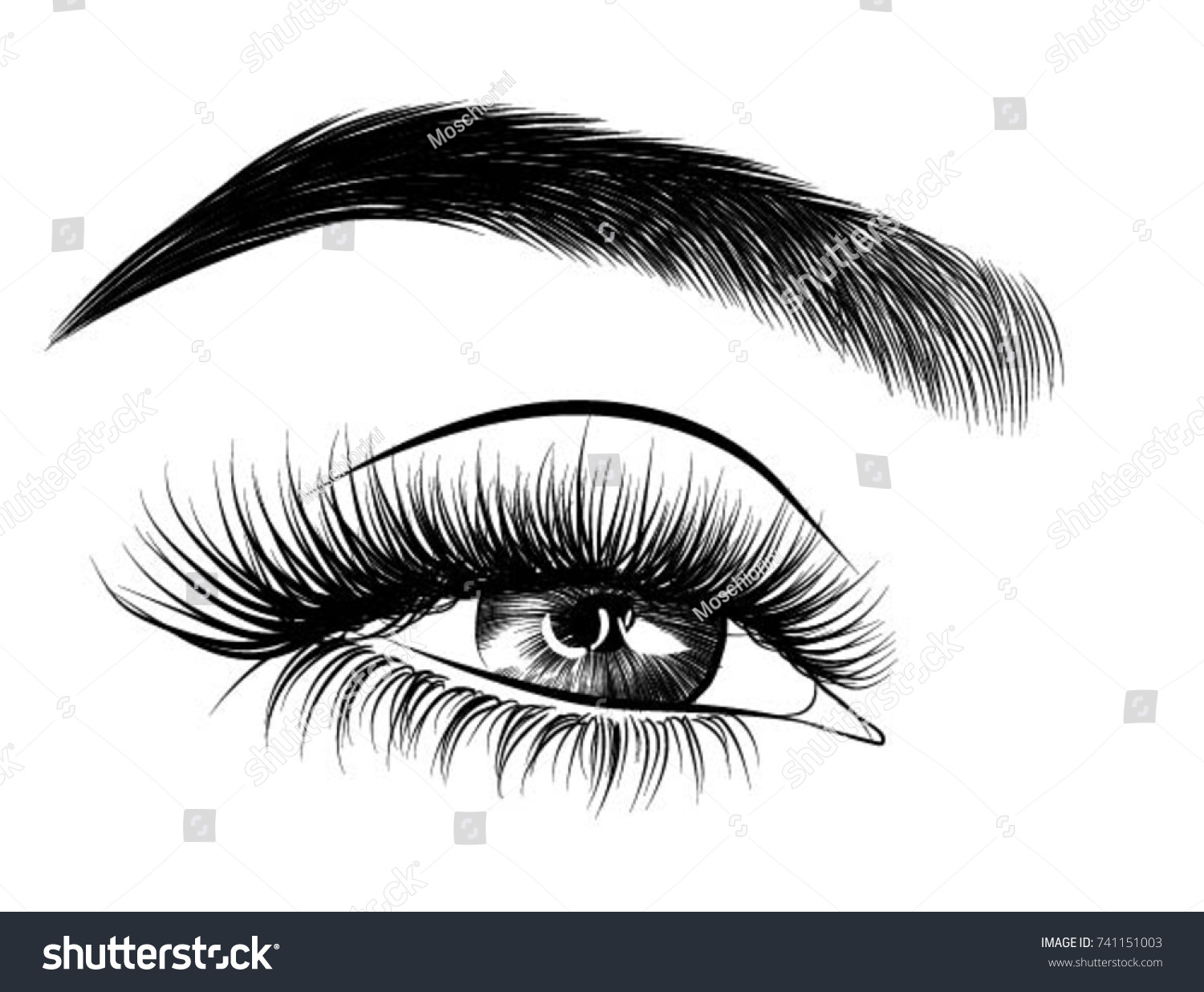 Handdrawn Womans Fresh Makeup Look Perfectly Stock Vector Royalty Free