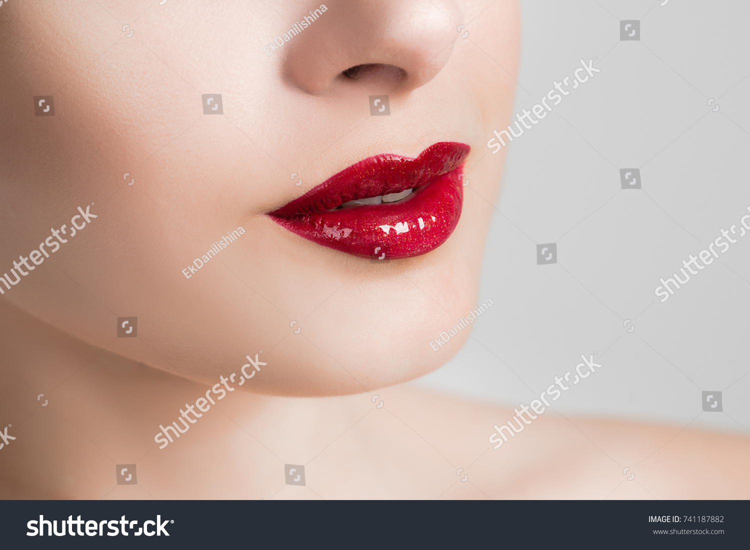 Sexy Lips Beauty Red Lips Makeup Stock Photo 741187882 Shutterstock