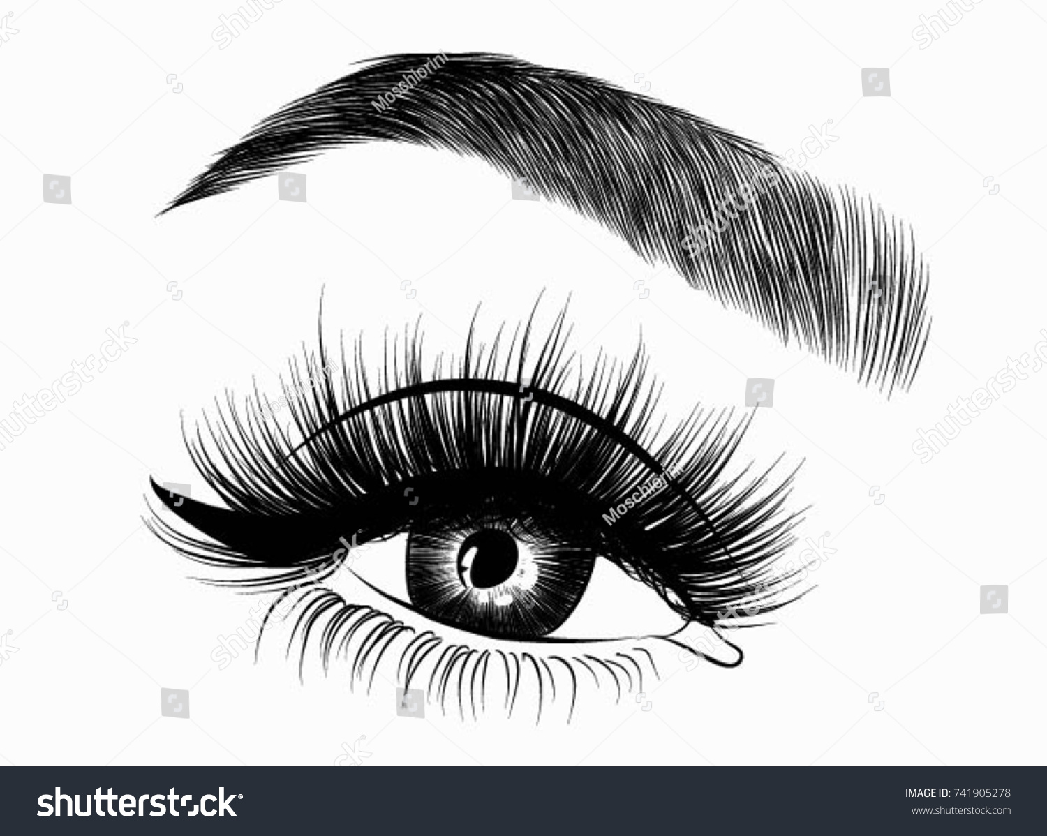 Handdrawn Womans Fresh Makeup Look Perfectly Stock Vector Royalty Free