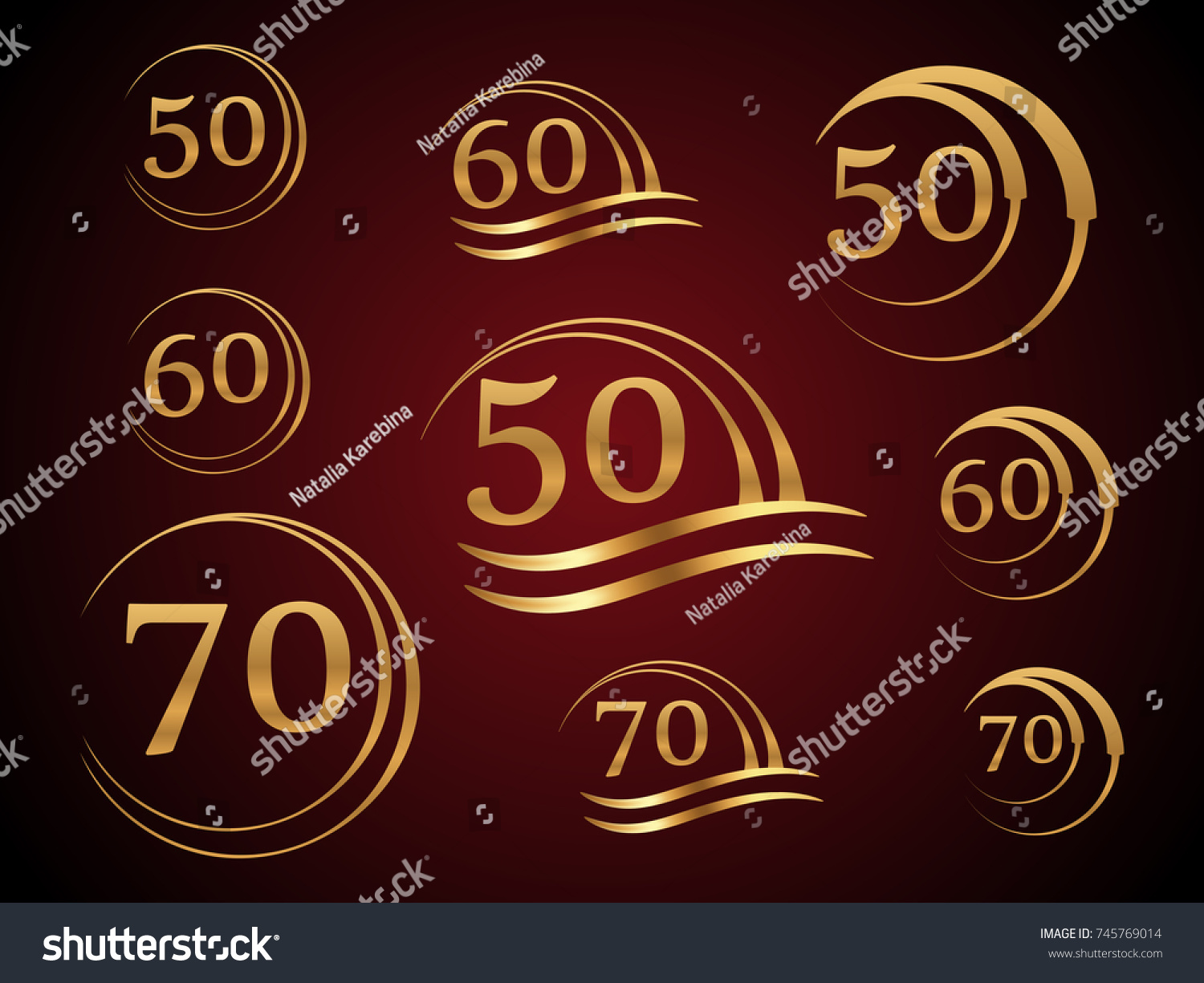 Set Anniversary Signs Emblem Date Vector Stock Vector Royalty Free