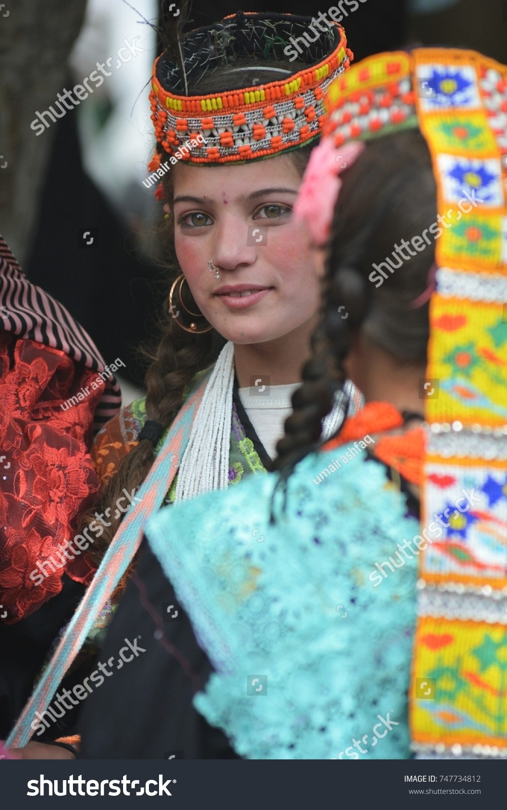 Portrait Kalash Tribe Girl National Costume Stock Photo