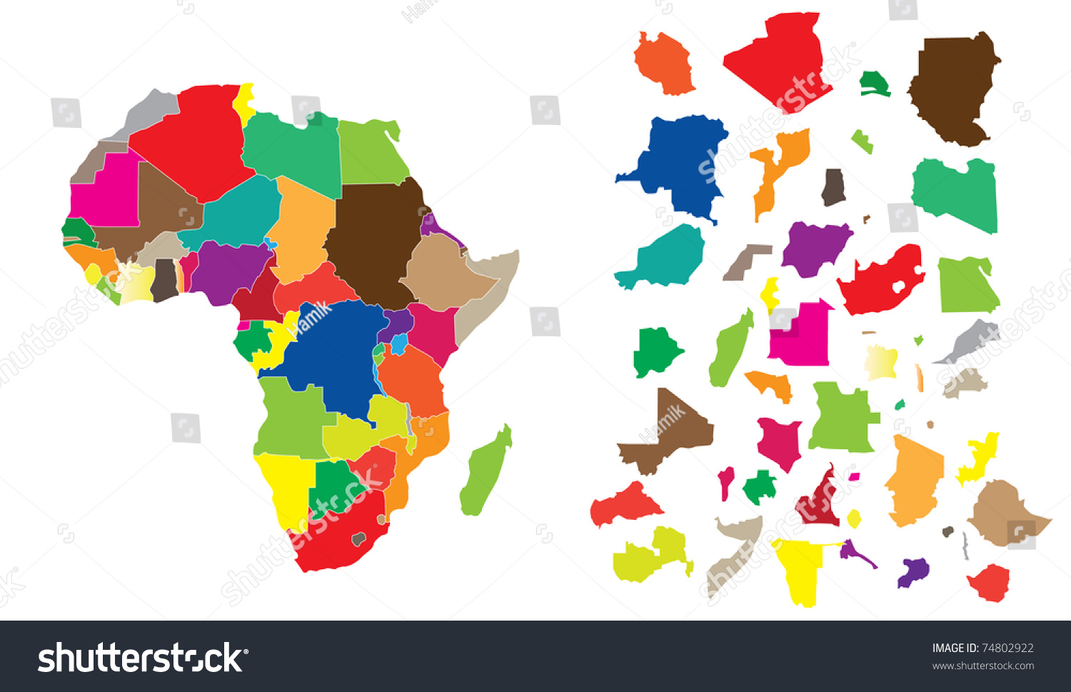 Stock Vektor Detail Illustration Color Map African Continent Bez