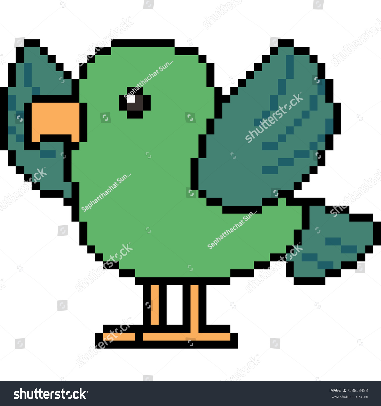 Vector Pixel Art Bird Isolated Stock Vector Royalty Free