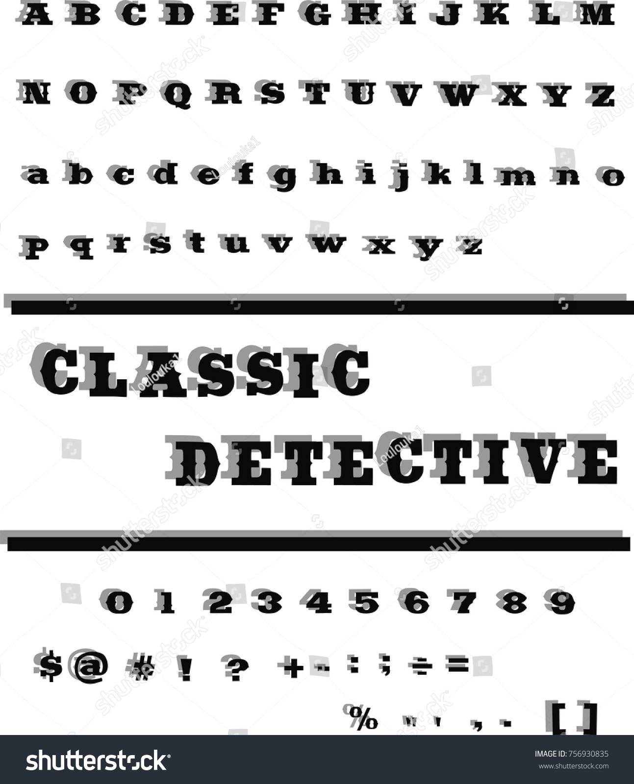 Classic Detective Retro Vector Font Shadow Stock Vector Royalty Free