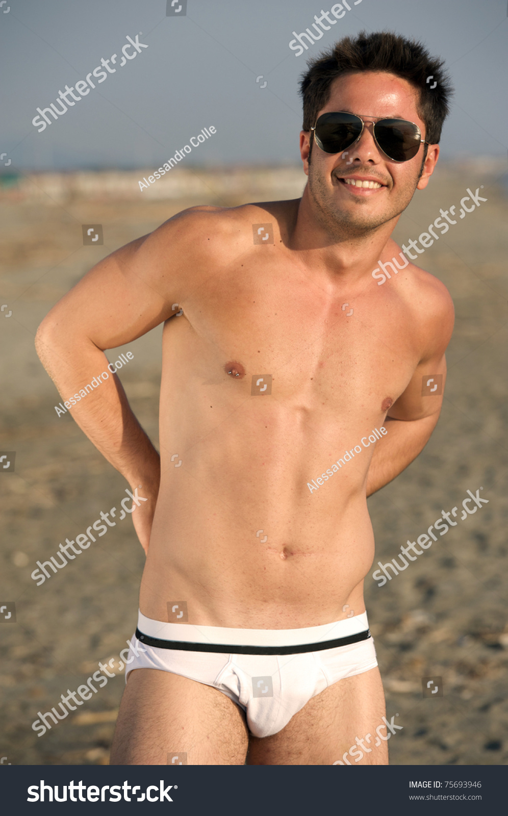 Topless Swimmer Man At The Beach Shirtless