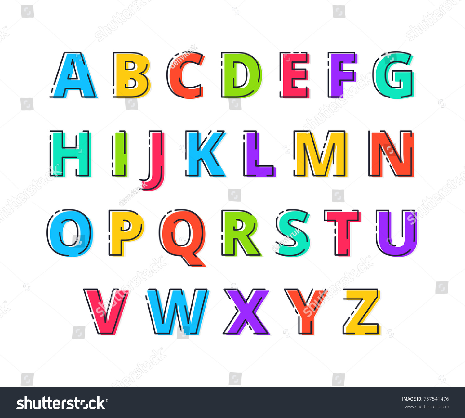 Flatli Flat Line Font Latin Alphabet Stock Vector Royalty Free