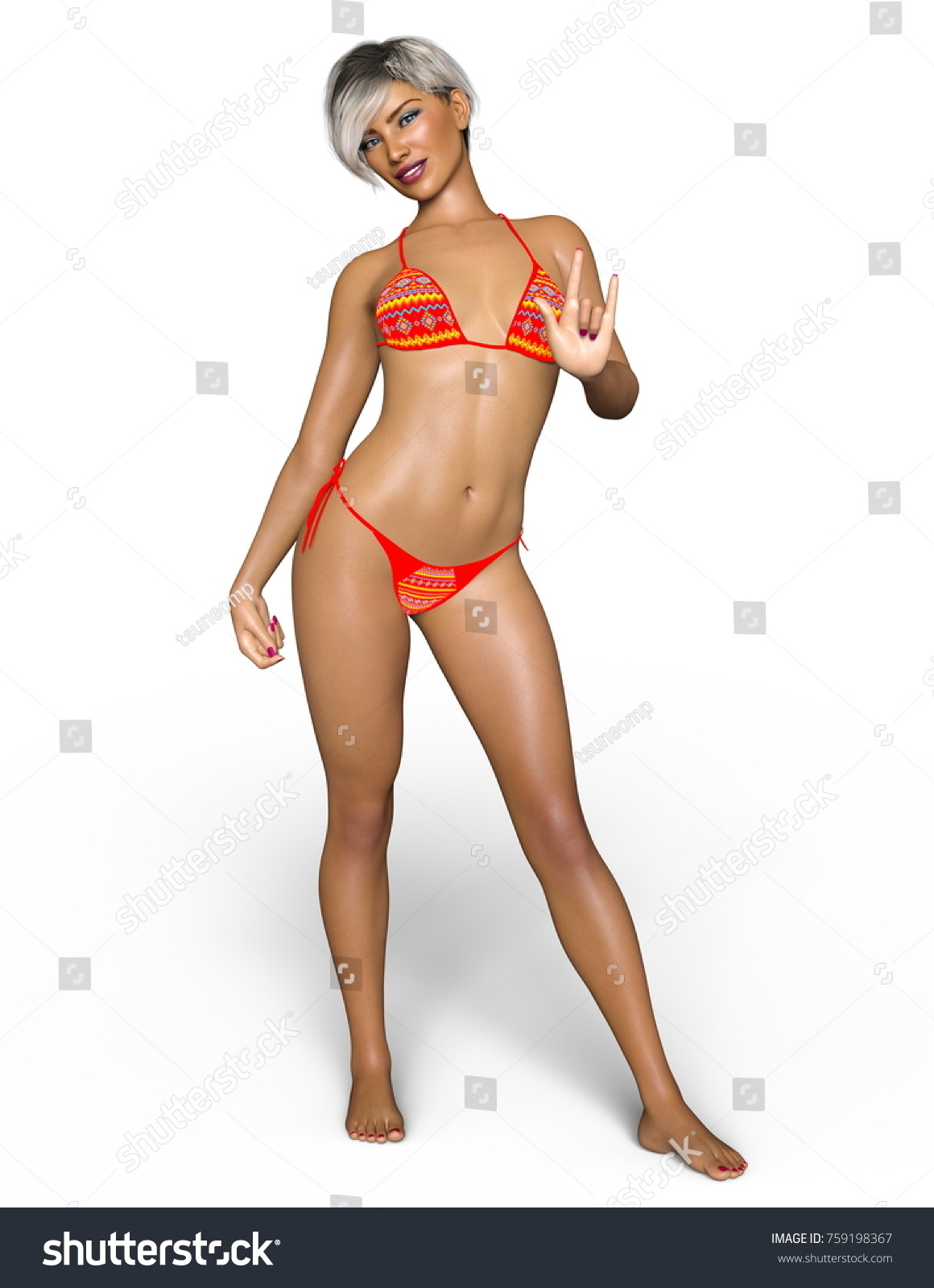 D Cg Rendering Bikini Woman Stock Illustration Shutterstock