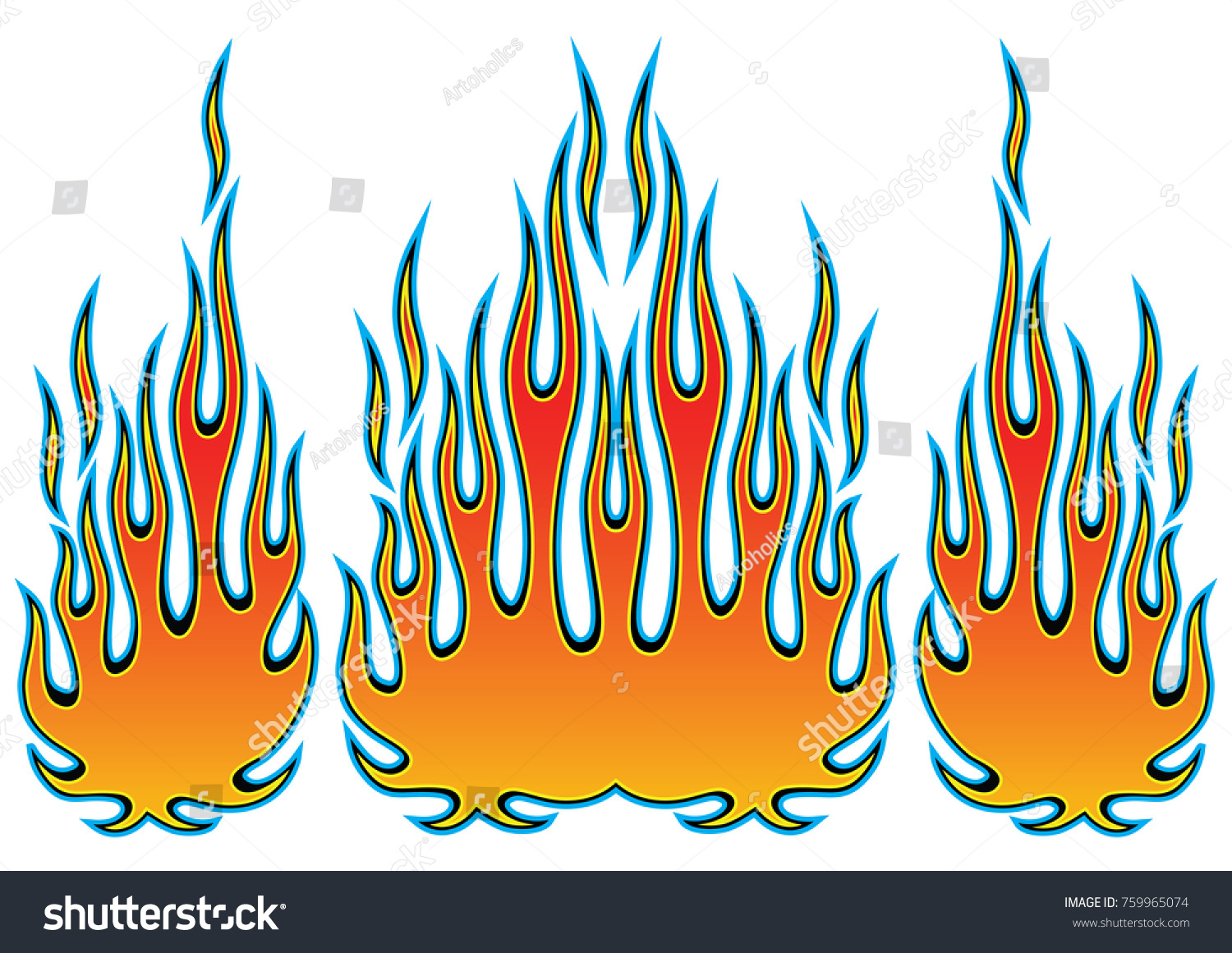 Tribal Hotrod Muscle Car Flame Kit Stock Vector Royalty Free