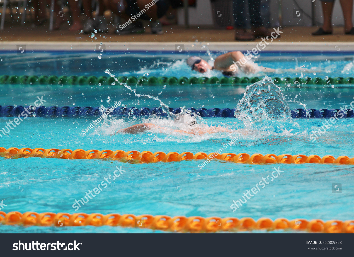 Swimmers Swim Free Style Front Crawl Foto Stok Shutterstock