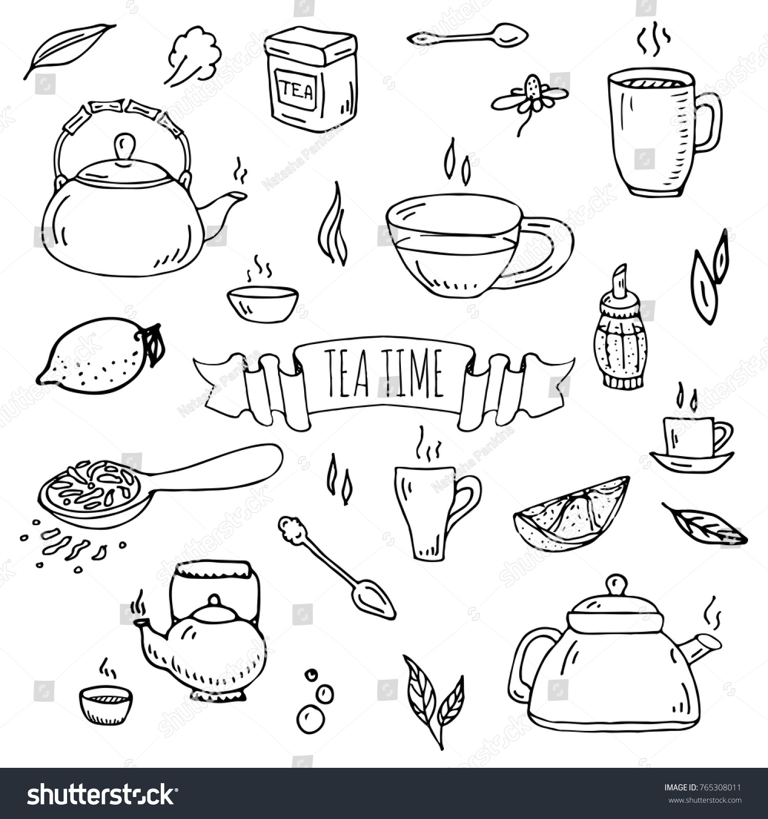 Hand Drawn Doodle Tea Time Icon Stock Vector Royalty Free