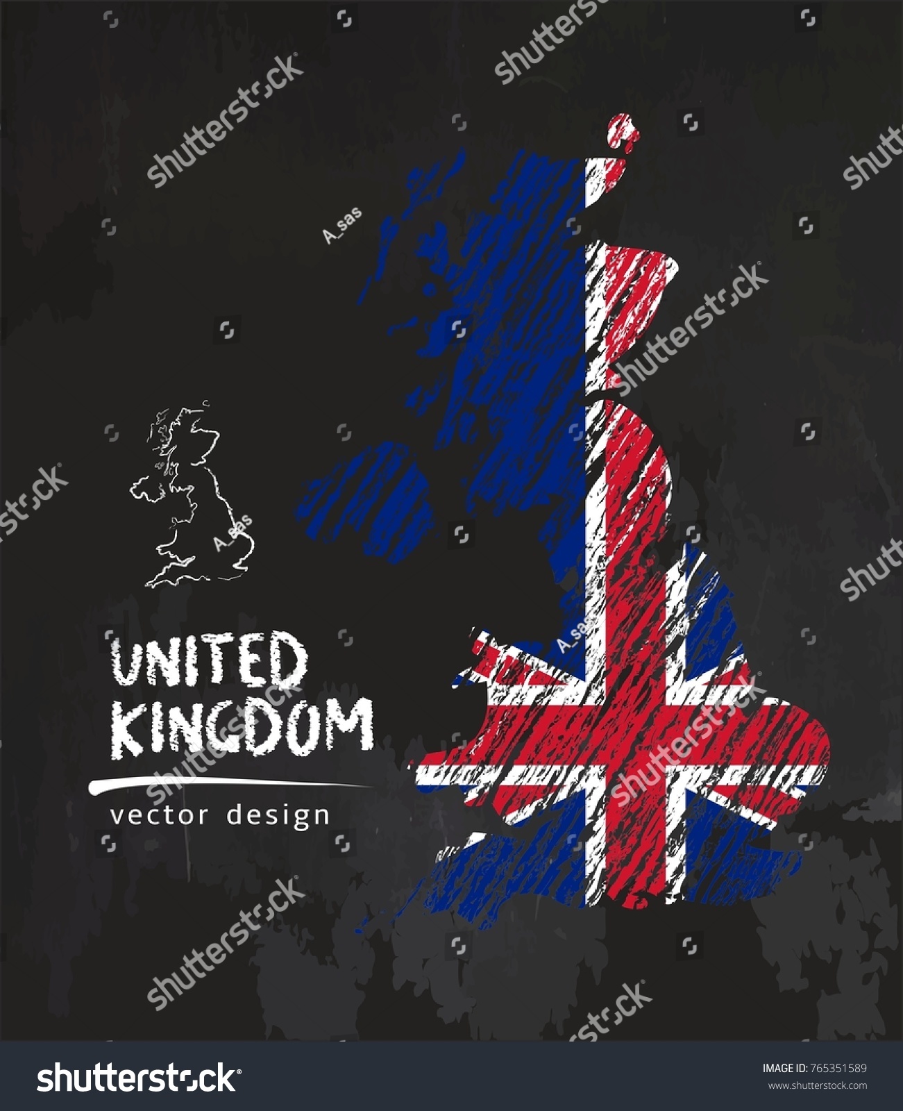 Great Britain Map Flag Inside On Stock Vector Royalty Free