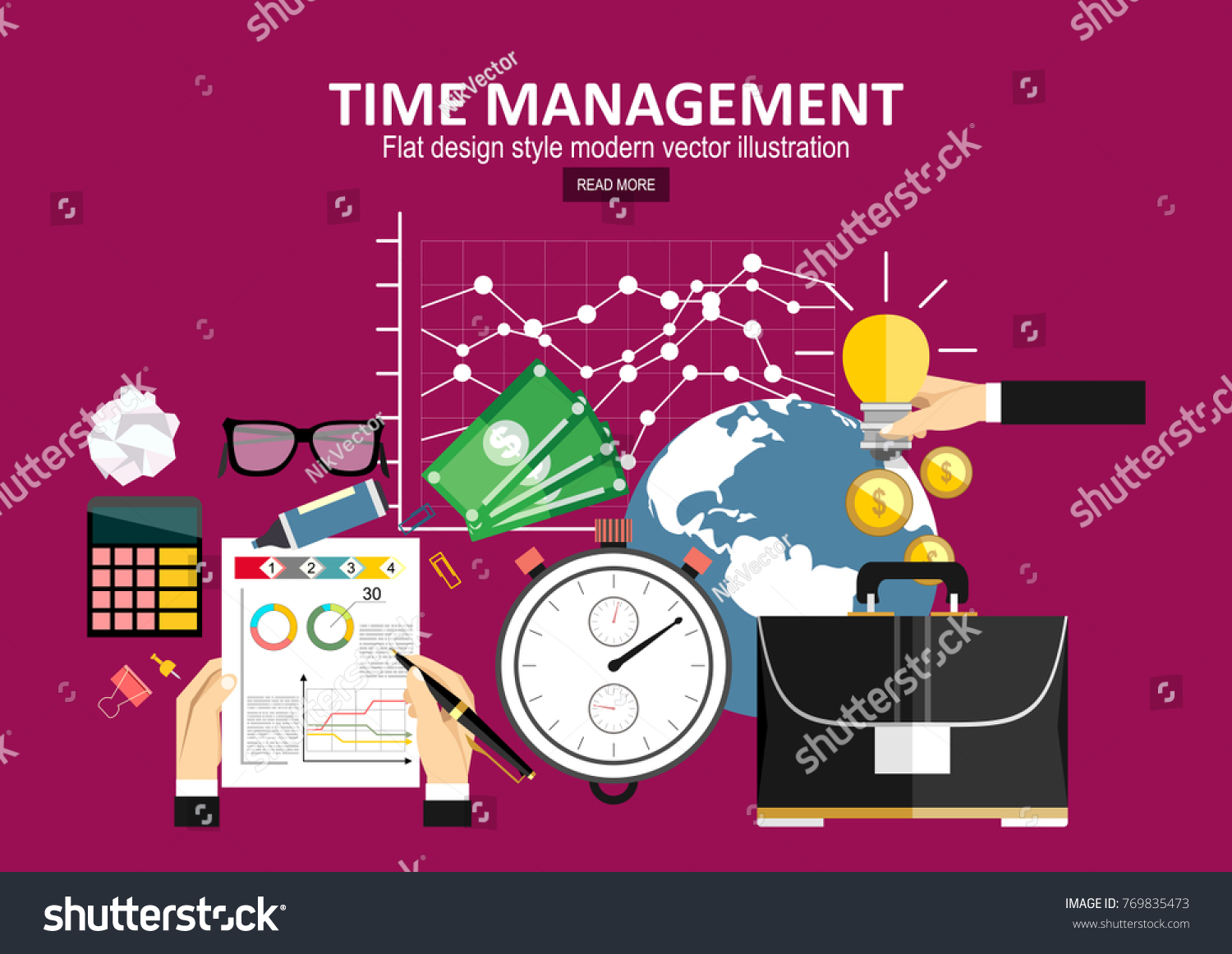 Time Management Planning Organization Modern Flat Stock Vector Royalty