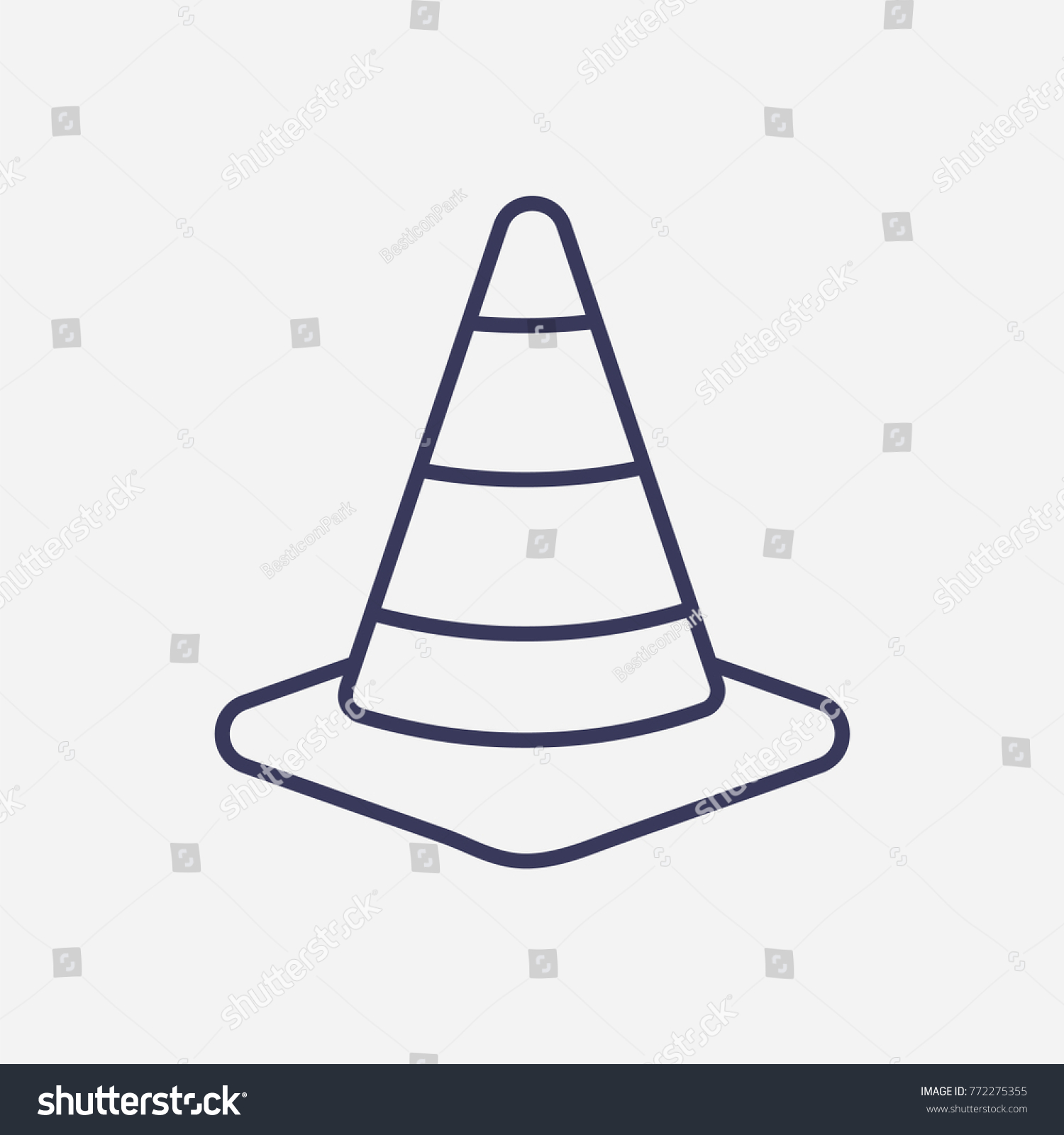 Outline Road Traffic Cone Icon Illustration Stock Vector Royalty Free